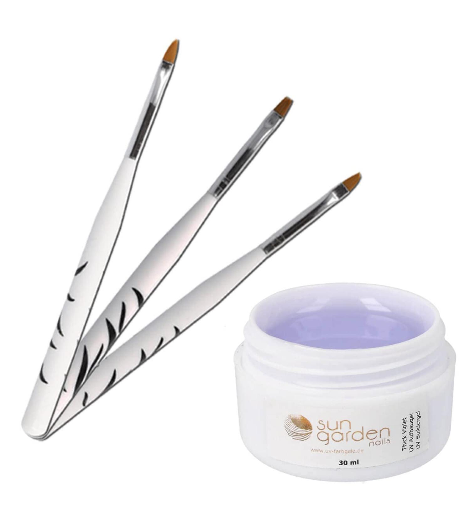 UV Builder Gel - Thick Violet 30ml | Nail Gel Set with 3 Brushes | Professional Viscosity for Nail Studio - Buy Online on GoSupps.com