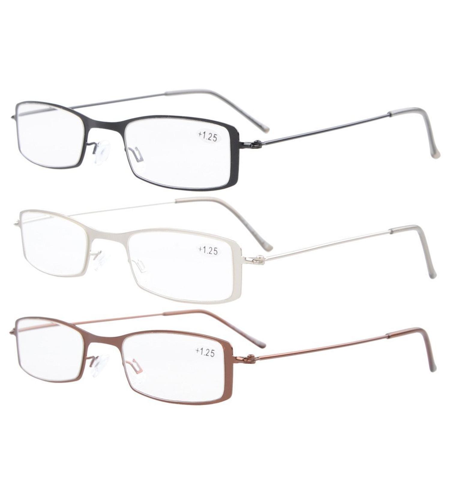 Eyekepper 3pcs Stainless Steel Half Eye Reading Glasses +2.5 | Stylish & Comfortable Readers for All Ages - Buy Online on GoSupps.com