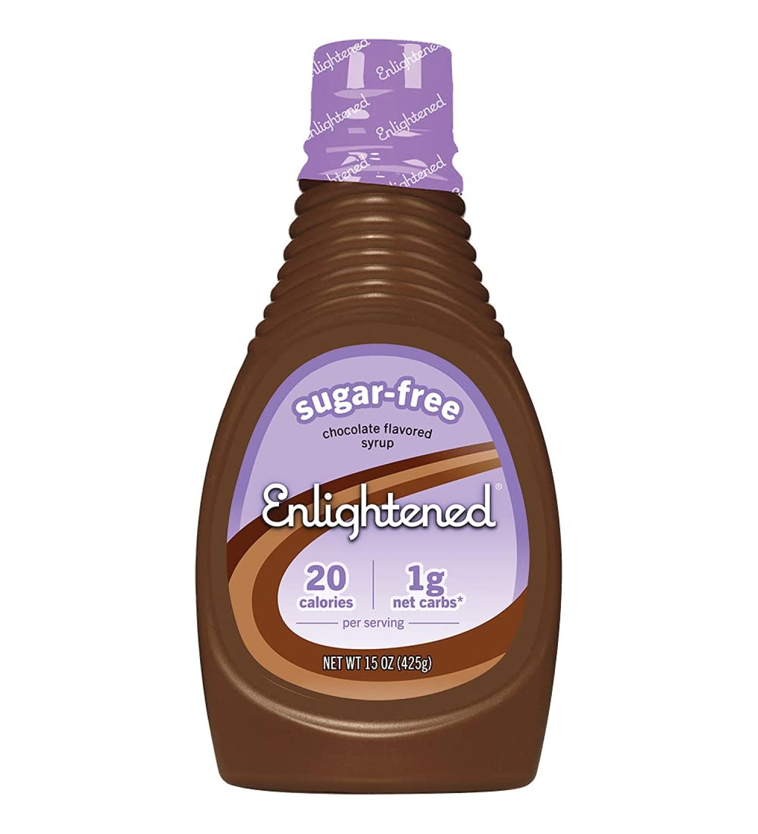 Enlightened Keto Chocolate Syrup - Gluten-Free, Vegan, Kosher, Sugar-Free - 20 Calories, 1 Net Carb - Zero Sugar Syrup for Ice Cream, Coffee, Pancakes - 15 oz - Buy Online on GoSupps.com