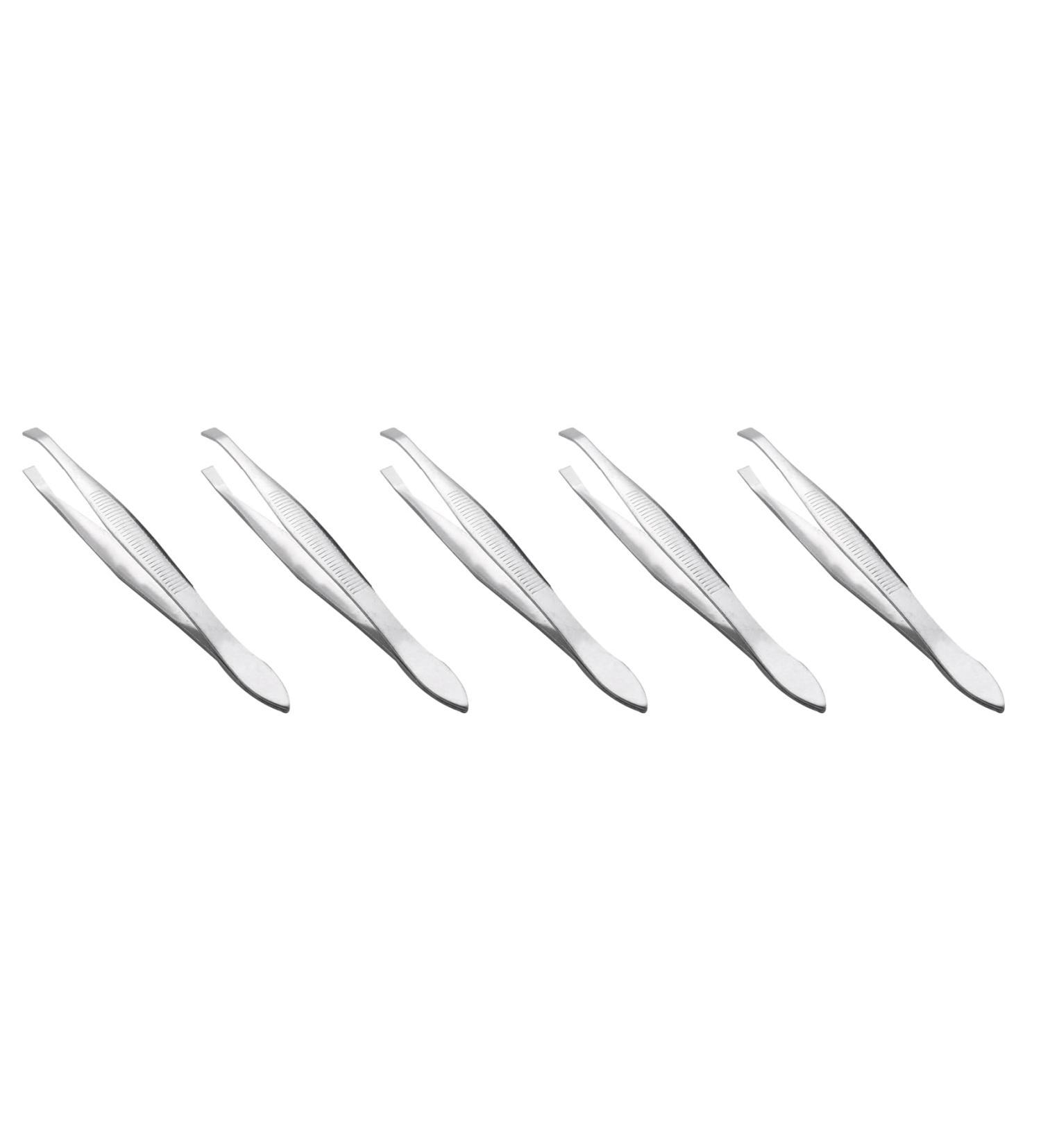 Kikolufy 5X Silver Tone Slanted Flat Tip Metal Hair Eyebrow Tweezer Cosmetic Tool for Lady - Buy Online on GoSupps.com