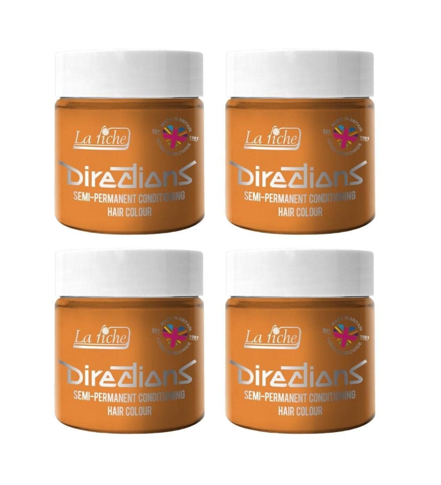 4x La Riche Directions Semi-Permanent Hair Color 100ml Tub - Apricot Apricot 100 ml (Pack of 4)