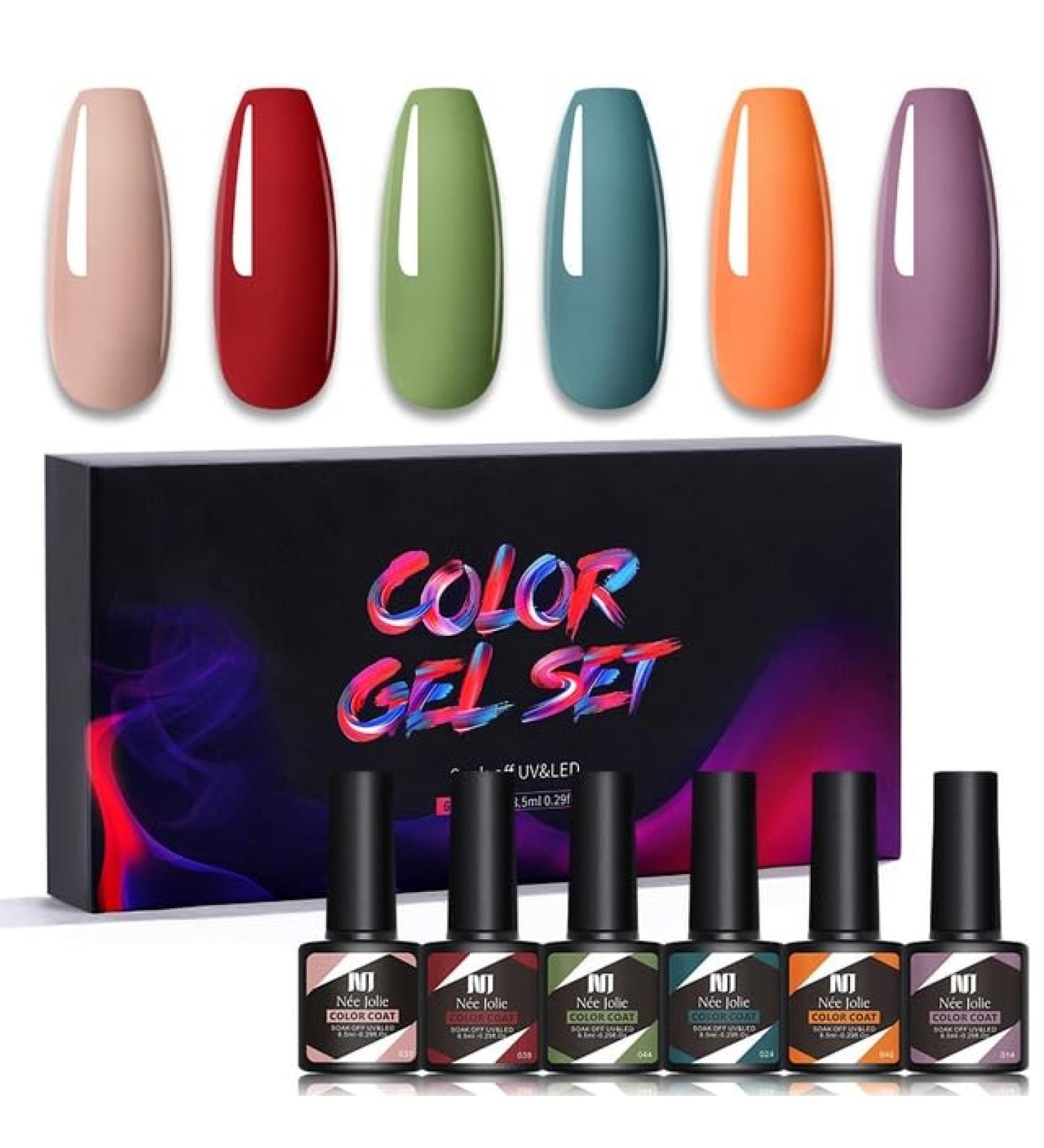 Nail Polish Gel 6Pcs/Set x8.5ml Soak Off Gel UV LED Semi Permanent Varnish for Nail Art 100Colors for Base Top Coat Gifts - (Color: STE7) - Buy Online on GoSupps.com