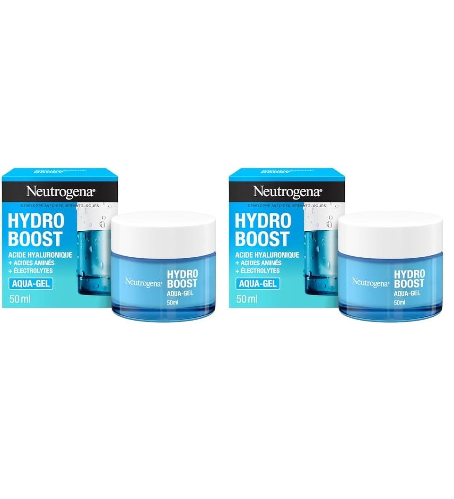 Neutrogena | Aqua-Gel Hydro Boost (pot de 50 ml) Cr me hydratante pour tous types de peaux l'acide hyaluronique Gel hydratant pour un teint frais et clatant (Lot de 2)
