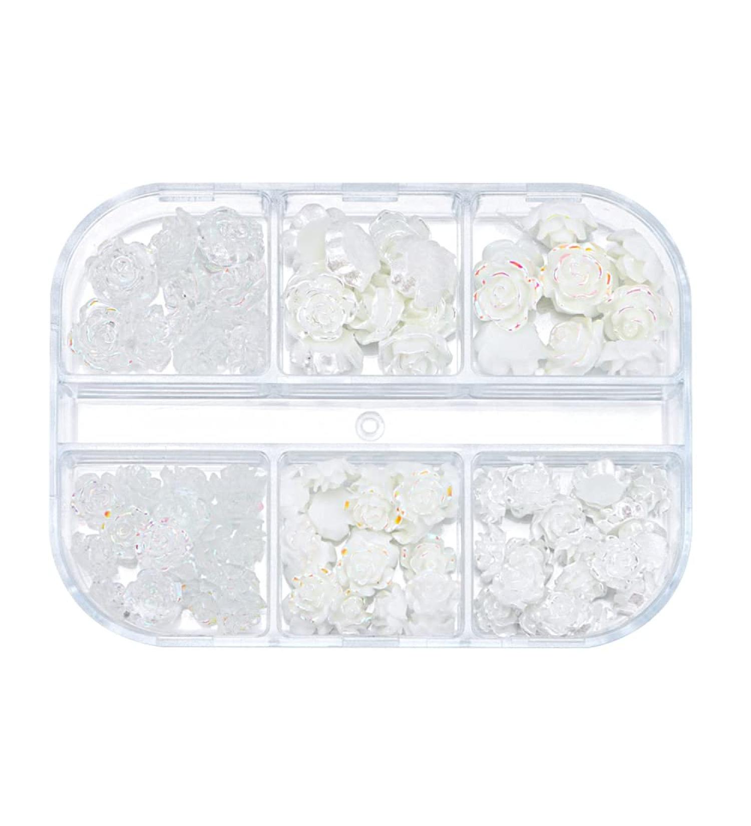 Wedding Acrylic Resin Charms Elegant Nail Art Decor Aurora 3D White Nail Rhinestones Camellia - Buy Online on GoSupps.com