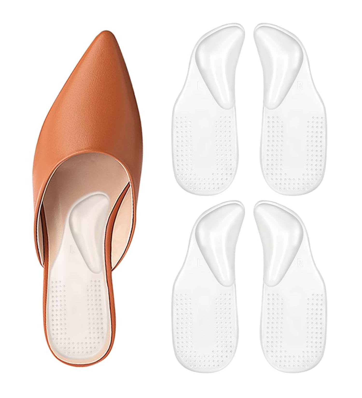 Arch Support Shoe Inserts - Self-Adhesive Gel Pads for Plantar Fasciitis Relief | Flat & Heel Pain Comfort (2 Pairs Small) - Men & Women - Buy Online on GoSupps.com