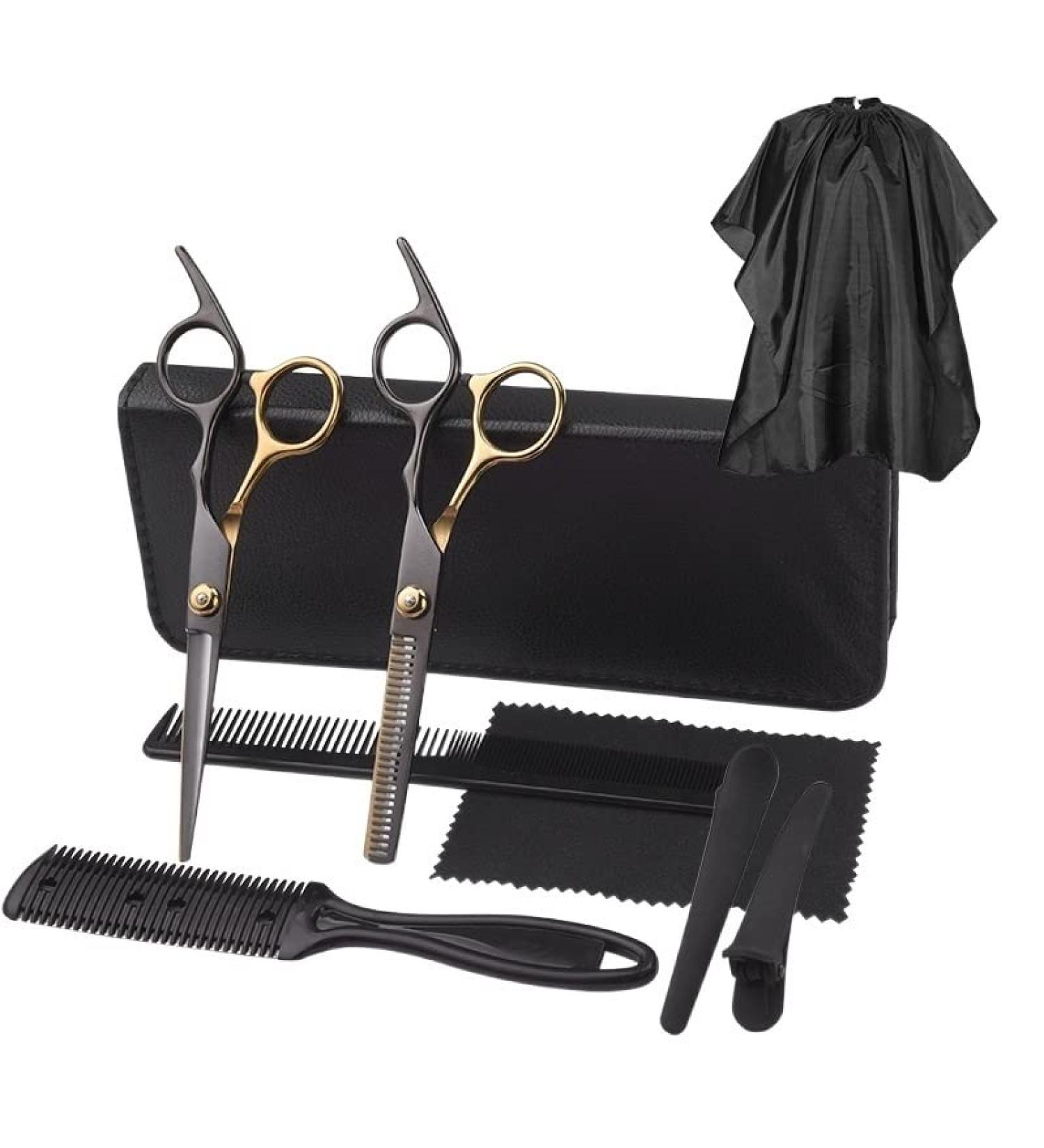 BANDKIT Hair Scissor Hairdressing Cutting Thinning Barber Scissor Set Hair Cutting Salon Hair Shears Home Use for Man Woman(6.0 9set hj)