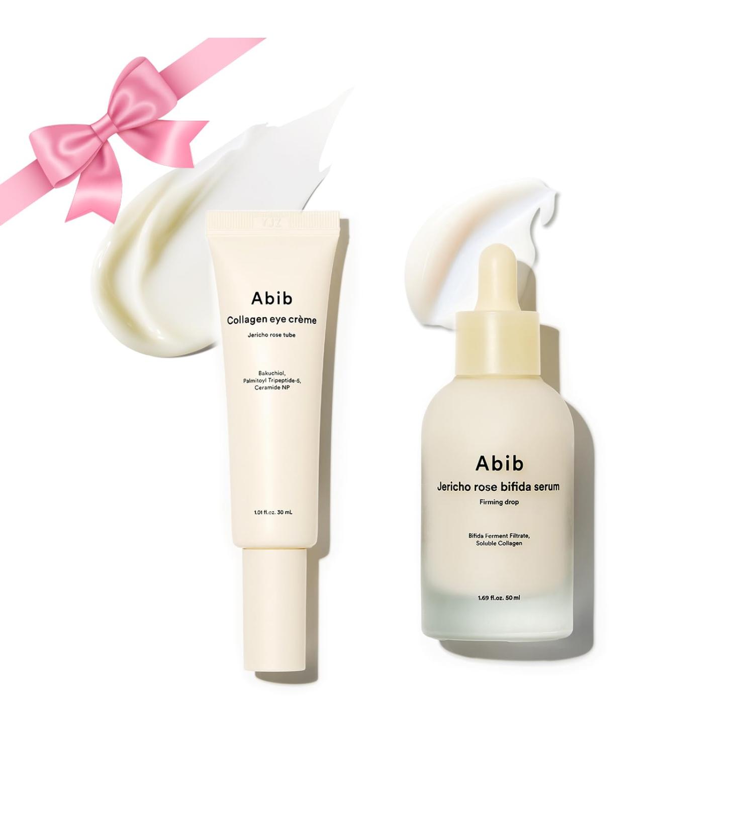 Abib Jericho Rose Eye & Firming Care Set: Collagen Eye Cr me for Dark Circles & Puffiness + Jericho Rose Bifida Serum for Deep Hydration & Skin Firming Korean Skincare for Dry Skin & Fine Lines - Buy Online on GoSupps.com