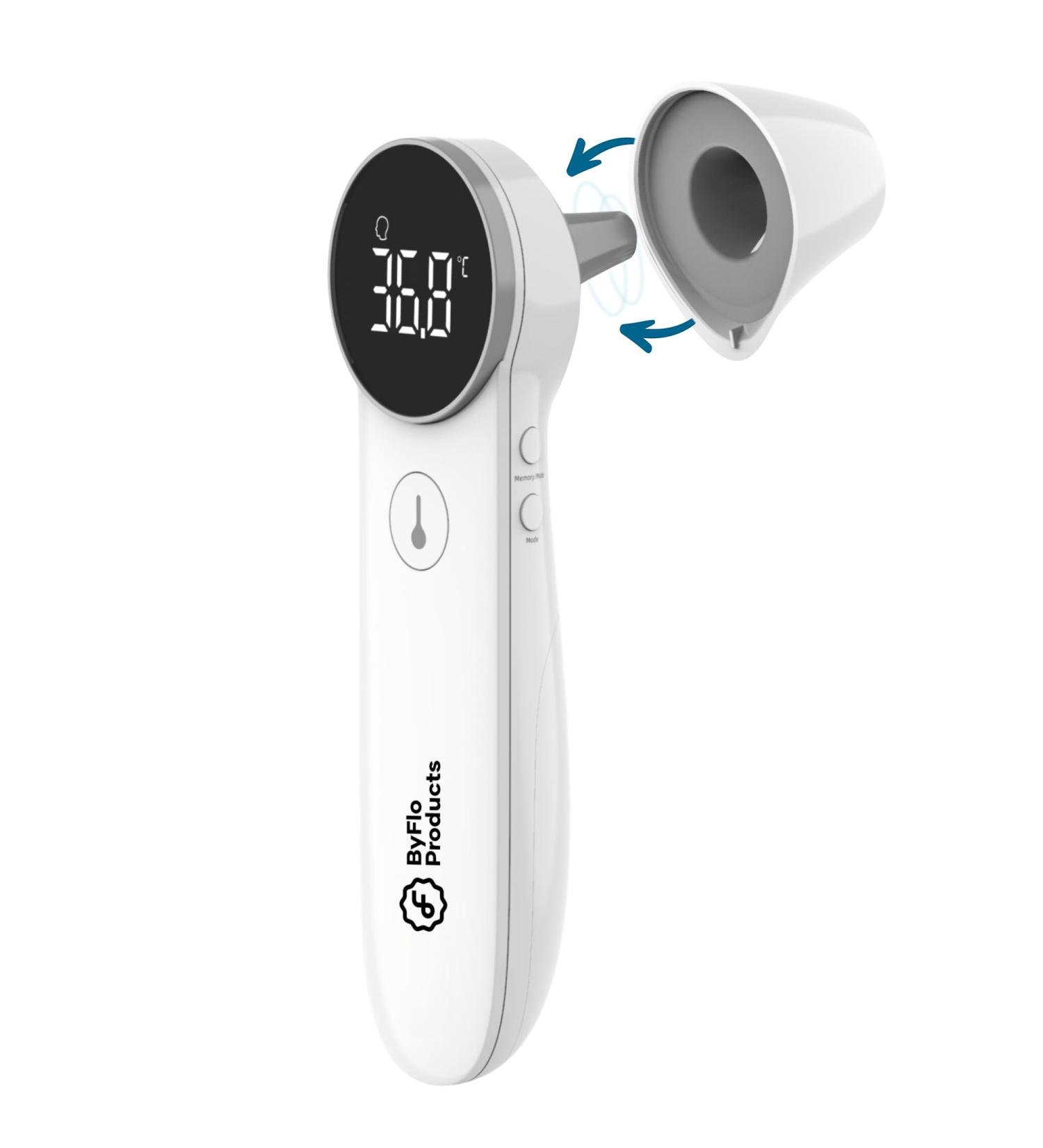 ByFloProducts Ear and Forehead Thermometer Thermometer Adult and Baby Forehead Digital Thermometer Infrared Touchless Temperature Thermometer Gun Temperature Memory and Fever Alarm Easy to Use - Buy Online on GoSupps.com