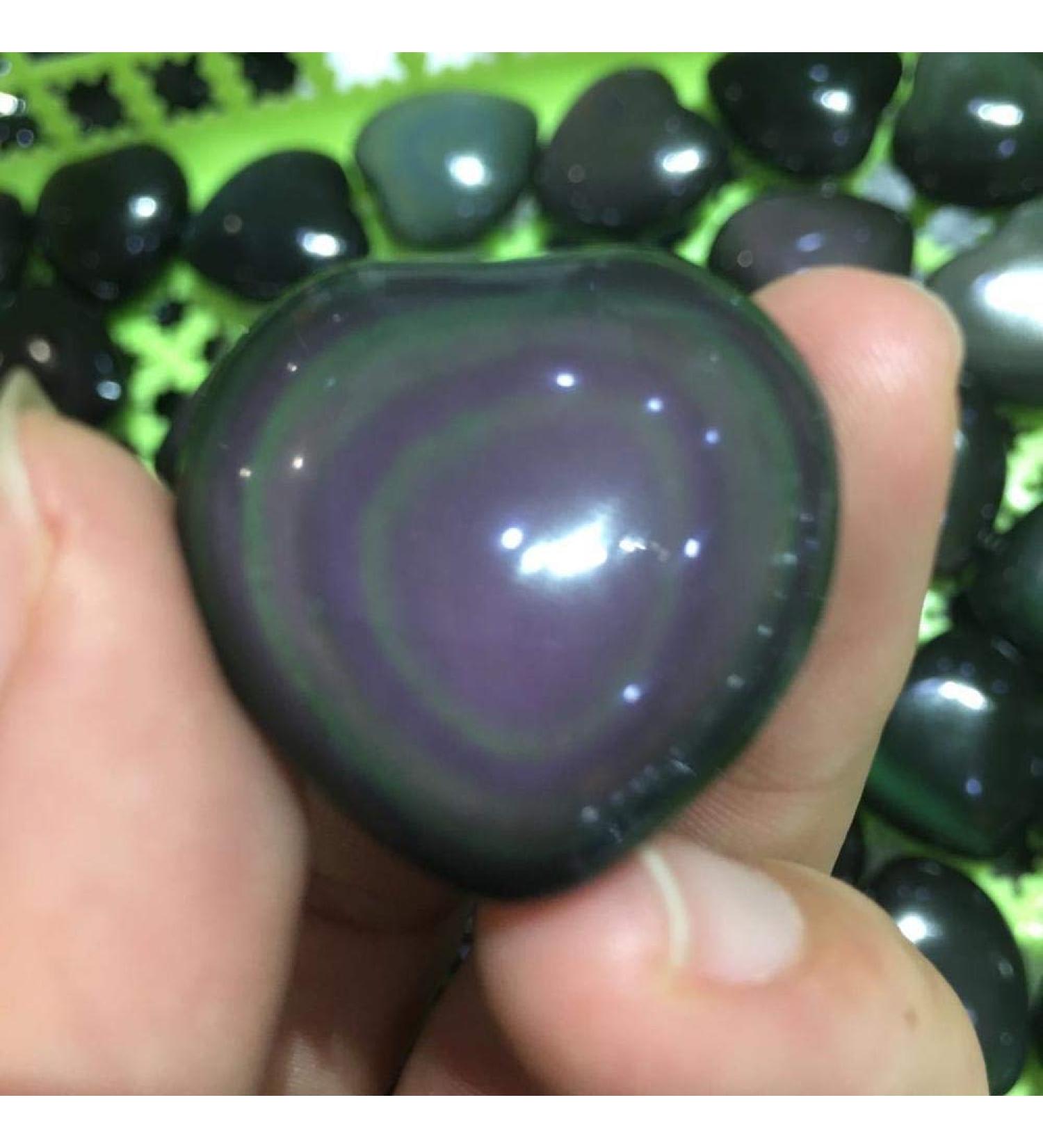 Natural Beautiful Natural Small Rainbow Obsidian Heart Crystals Stones and Minerals Rainbow Obsidian Heart for Home Decoration ningxiao - Buy Online on GoSupps.com