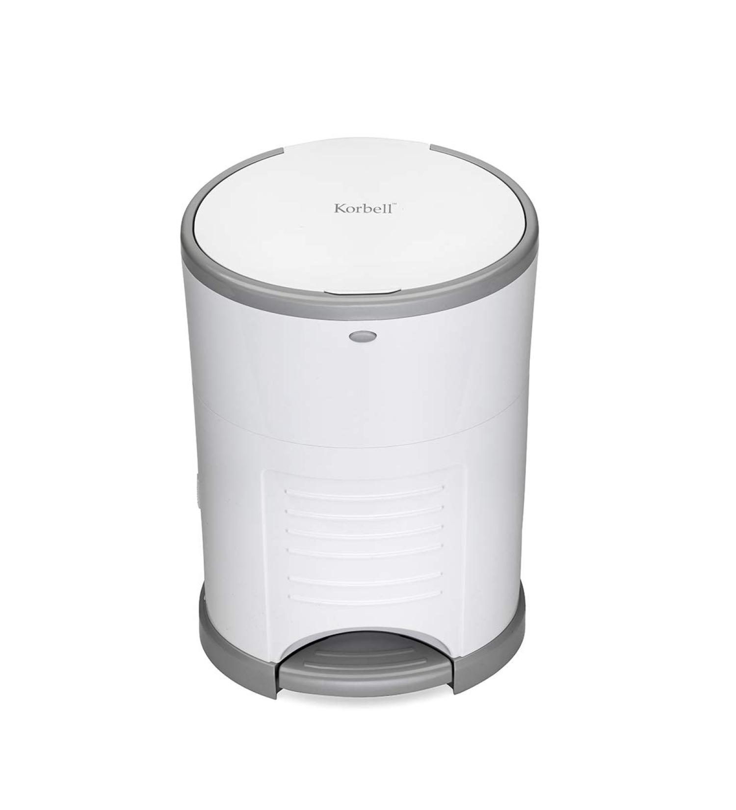 KORBELL Mini Nappy Waste Bin 9L - Economical & Ecological Pedal Bin - White - Holds 25 Nappies - Ideal for International Shipping - Buy Online on GoSupps.com