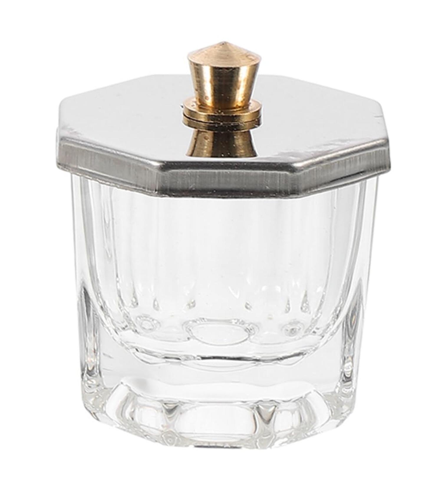 FOMIYES Crystal Glass Nail Dappen Cup with Metal Lid Manicure Nail Dish Nail Liquid Dish Monomer Dappen Dish Bowl for Acrylic Liquid Powder - Buy Online on GoSupps.com