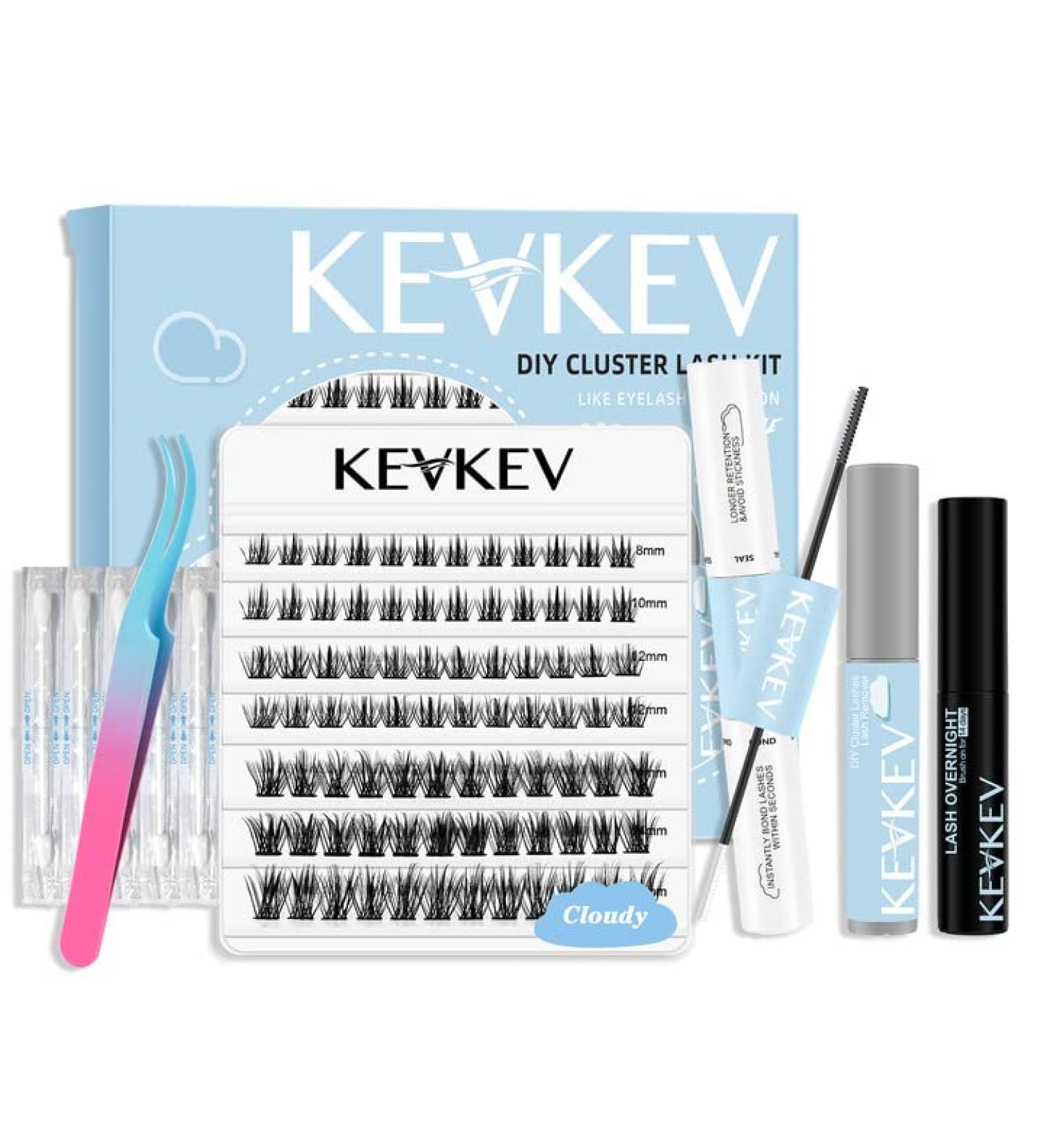 KevKev Eyelash Extension Kit - 84 Pcs Cluster Lashes with Lash Bond, Seal, Glue Remover, and Applicator - DIY Cloudy Kit - Buy Online on GoSupps.com
