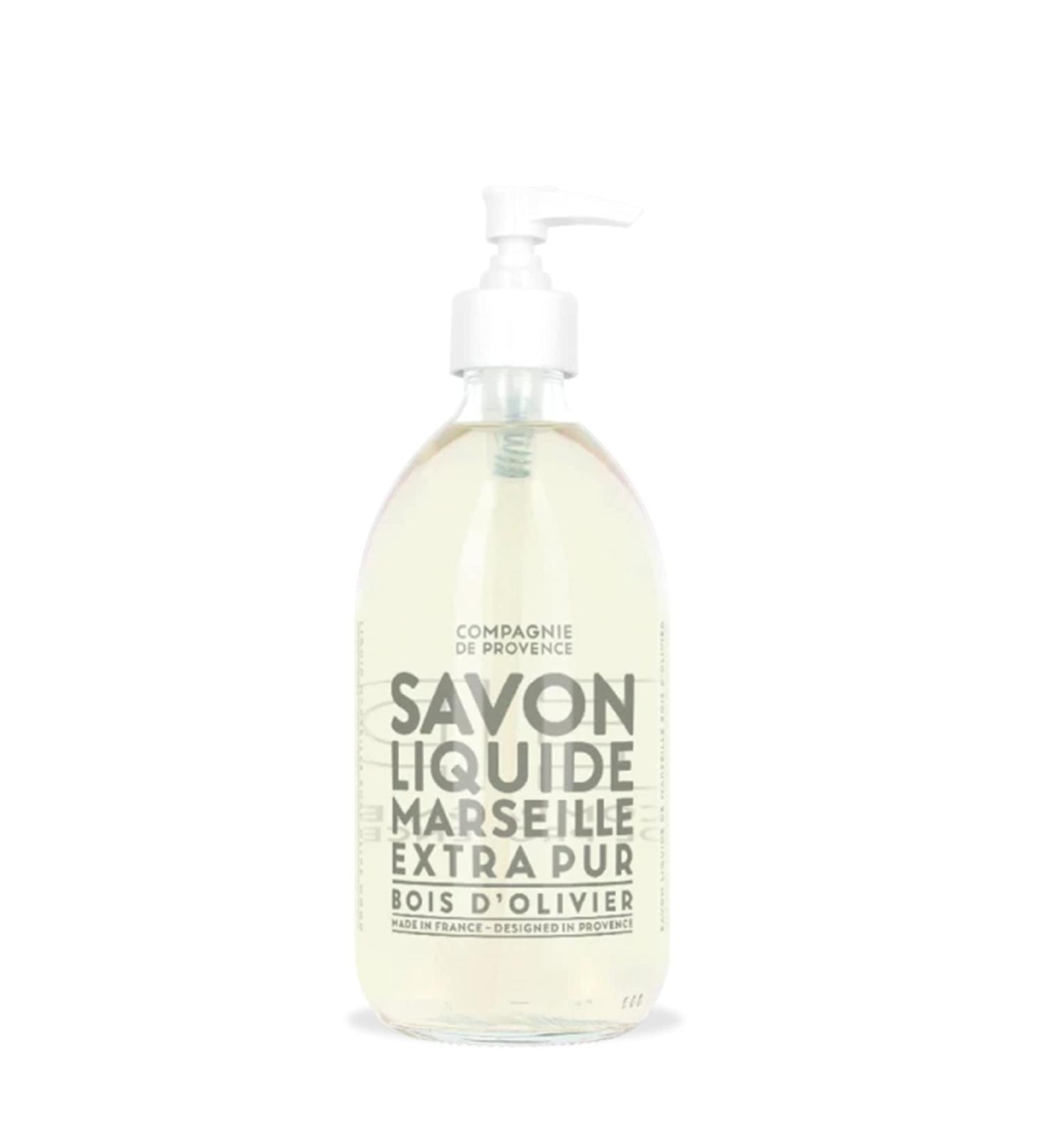 Compagnie de Provence Savon de Marseille Extra Pure Liquid Soap - Olive Wood - 16.7 Fl Oz - Glass Pump Bottle - Buy Online on GoSupps.com