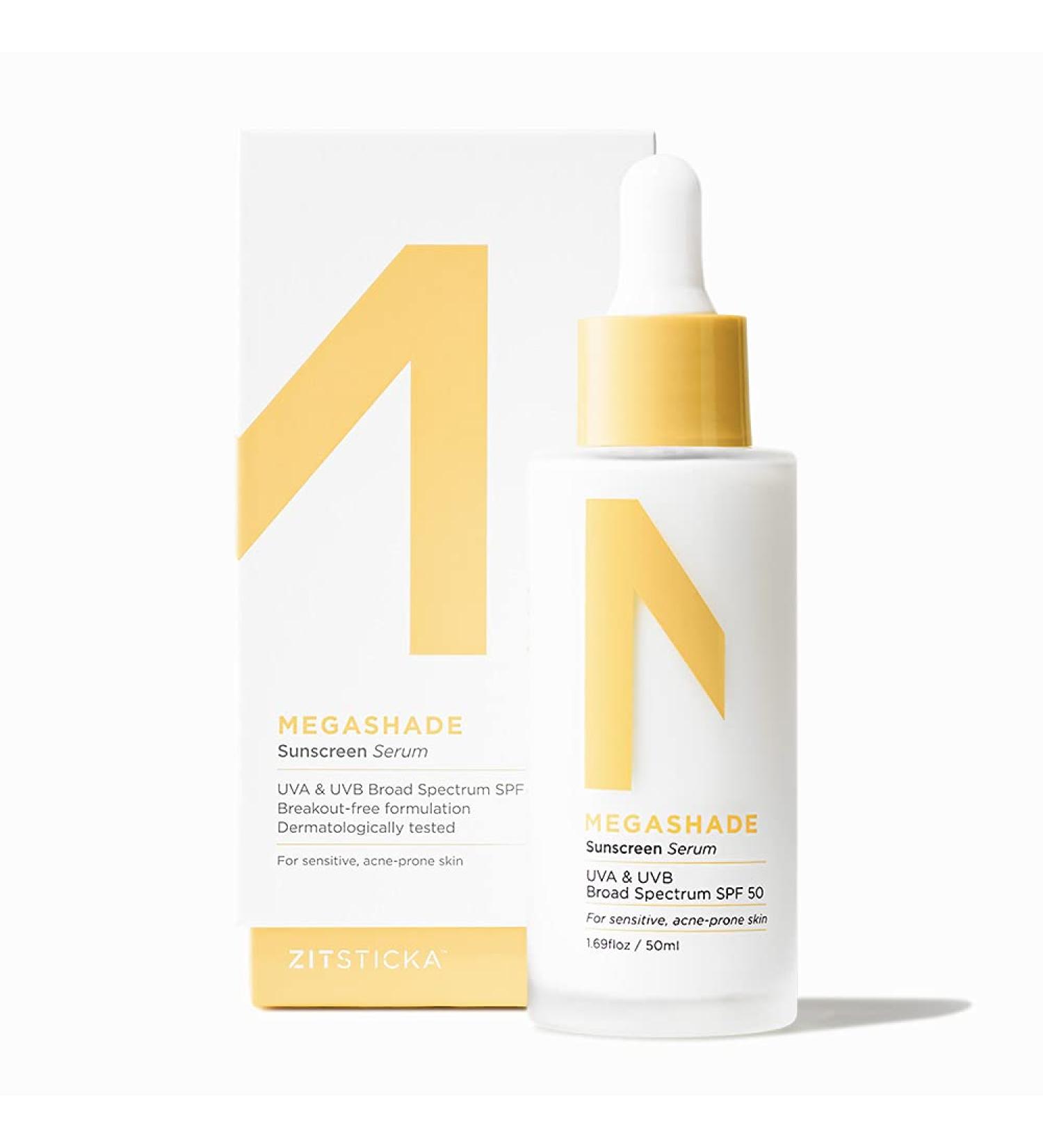 MEGASHADE by ZitSticka - SPF 50 Facial Sunscreen Serum for Breakout-Prone Sensitive Skin 1.69 Fl Oz - Buy Online on GoSupps.com