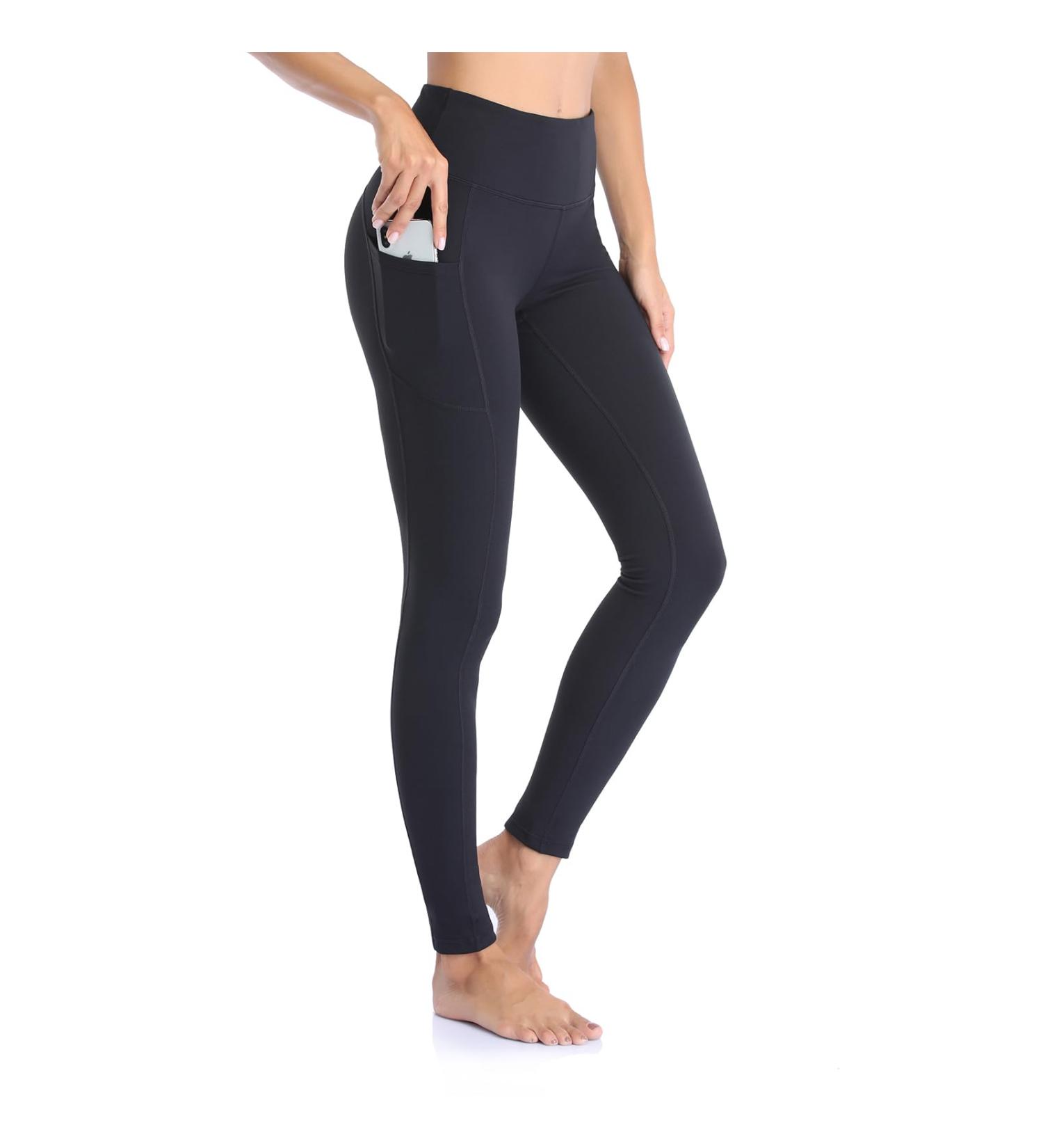 Occffy High Waist Sport Leggings for Women - Opaque Gym Yoga Pants with Pockets - XS Matt Black - Comfortable Fitness Wear - Buy Online on GoSupps.com