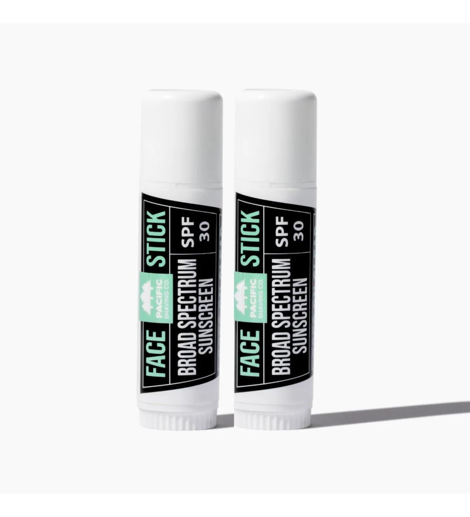 Pacific Shaving Company SPF 30 Broad Spectrum Face Sunscreen Stick - Portable Mineral Sunscreen for Face with Aloe Vera Coconut Oil + Vitamin E - Clear Non-Greasy Travel Size Sunblock Stick (2 Pack) - Buy Online on GoSupps.com