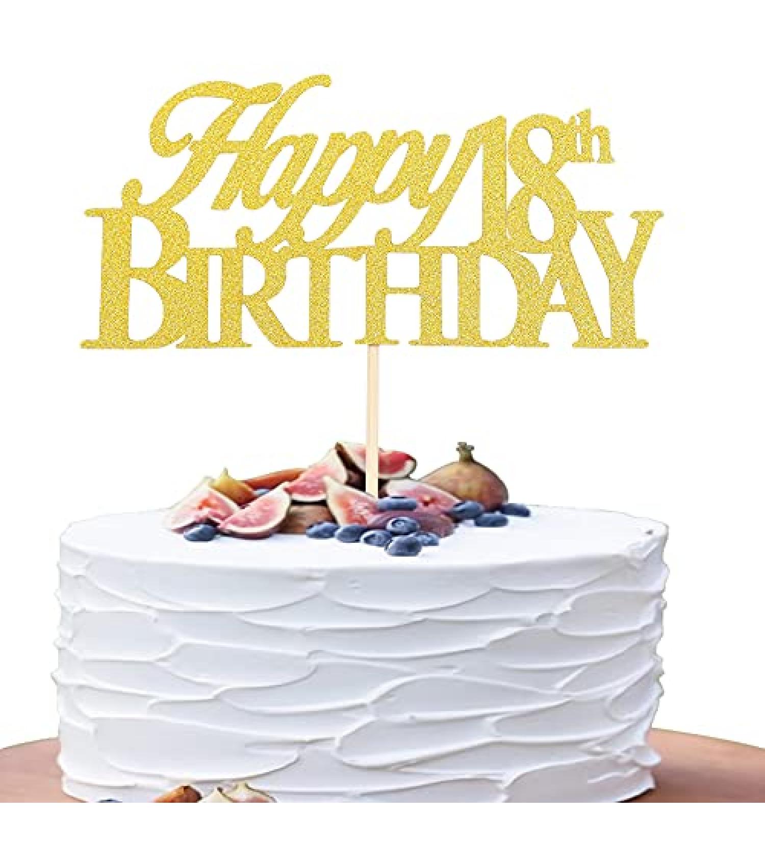 Happy 18th Birthday Cake Topper - 18 Years Old Adult Party Cake Topper Gold Cake Decoration Wedding Anniversary Decoration Photo Booth Props 18th Birthday Present (Gold) - Buy Online on GoSupps.com