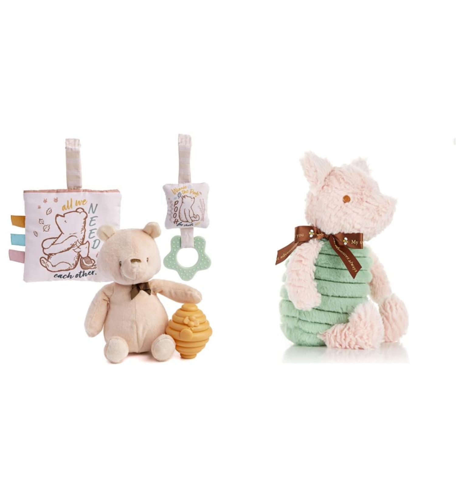 Classic Pooh 4 Piece Set with Stuffed Animal Toy - Piglet & Friends 9 inch - Baby Teether Included - Buy Online on GoSupps.com