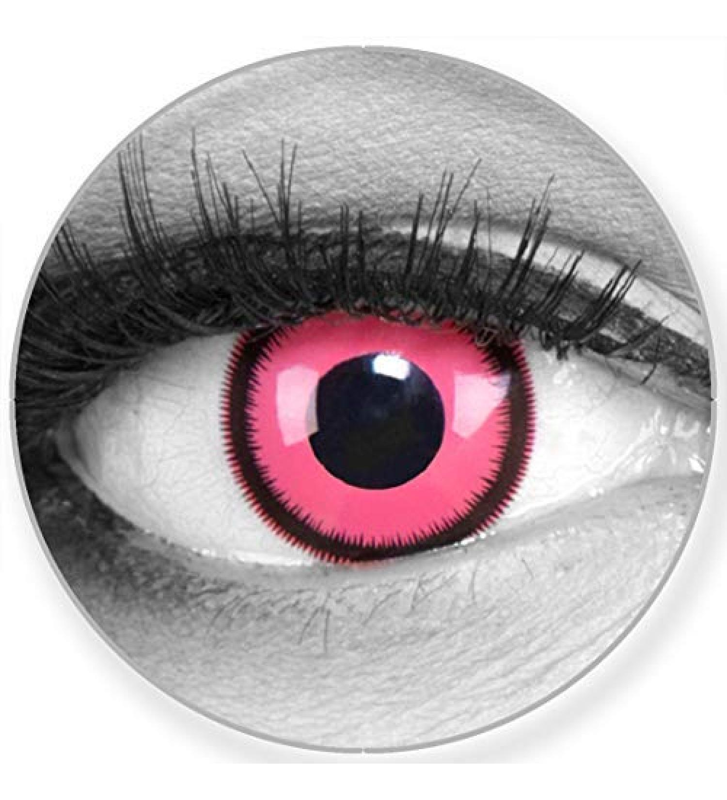 Funnylene Pink Rose Lunatic Colored Contact Lenses - Soft 2 Pack + Free Case | 12 Monthly Wear - Perfect for Halloween & Carnival - Buy Online on GoSupps.com