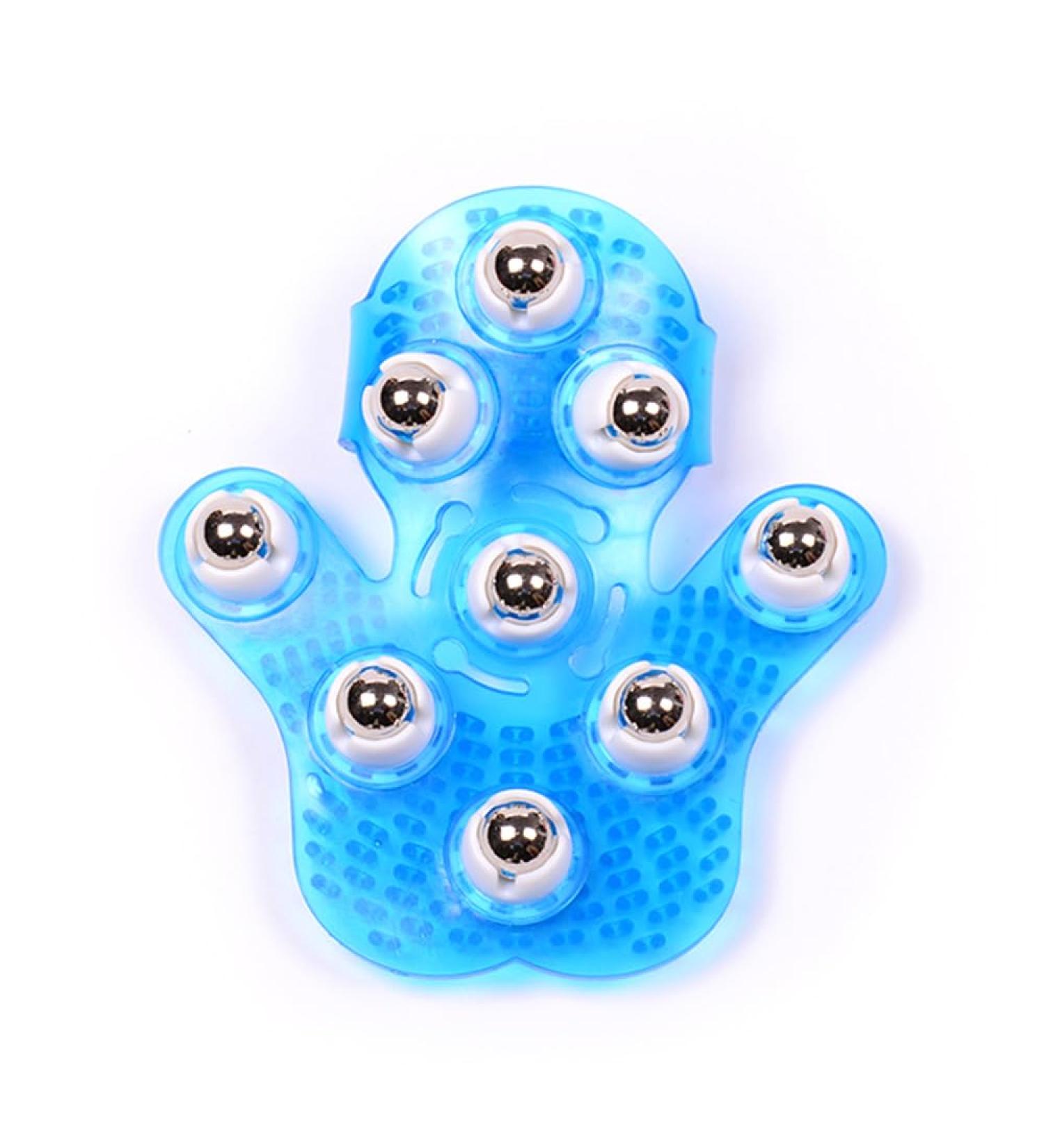 Roysmart Palm Shaped Massage Glove - 9 Roller Ball Stress Relief Massager for Body (Blue) - Buy Internationally - Buy Online on GoSupps.com