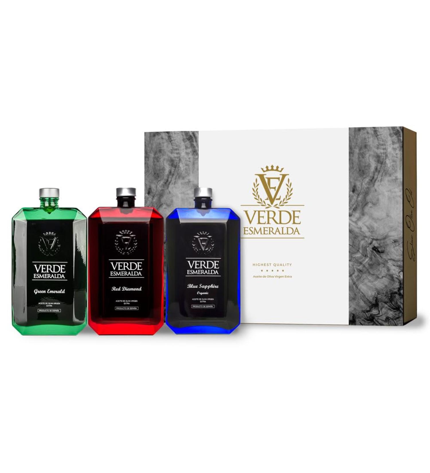 Verde Esmeralda Extra Virgin Olive Oil Gift Box - 3x500ml Organic Picual & Royal - Premium Quality from Ja n - Buy Online on GoSupps.com