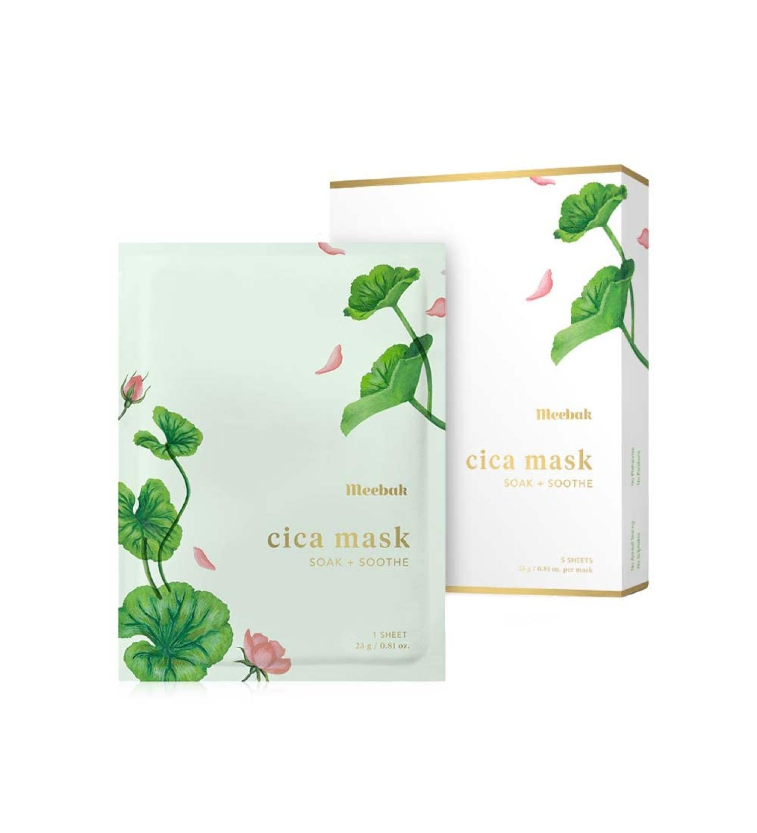 Meebak Cica Facial Sheet Mask for Women - Korean Ceramide Rose Tea Tree - 5 Pack - Buy Online on GoSupps.com