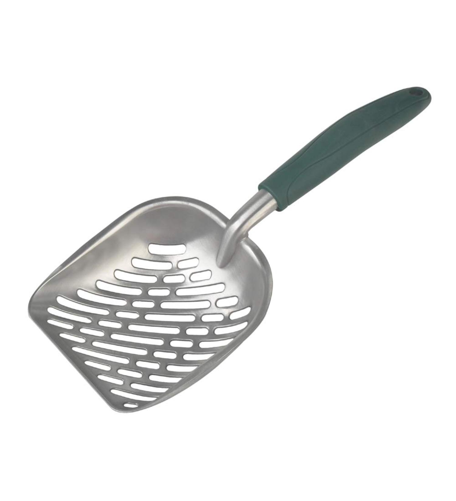Large Metal Cat Litter Box Scoop Stainless Aluminum Alloys 13.8"*5.5"*1.8" (Dark-Green Handle) - Buy Online on GoSupps.com