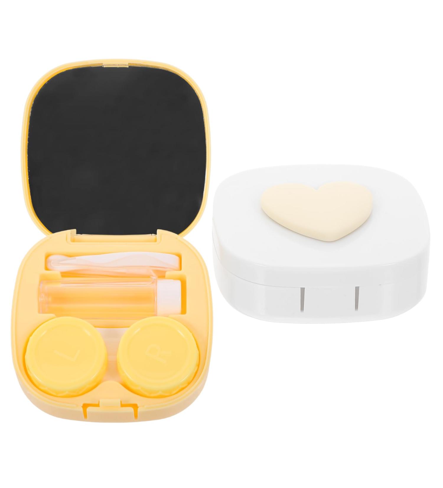 Homsfou Exquisite Contact Lens Holder Case with Makeup Mirror | 7.00x6.80x2.50cm - Ideal for Cosmetic Lenses Sorted Colors & Perfect Travel Accessory - Buy Online on GoSupps.com