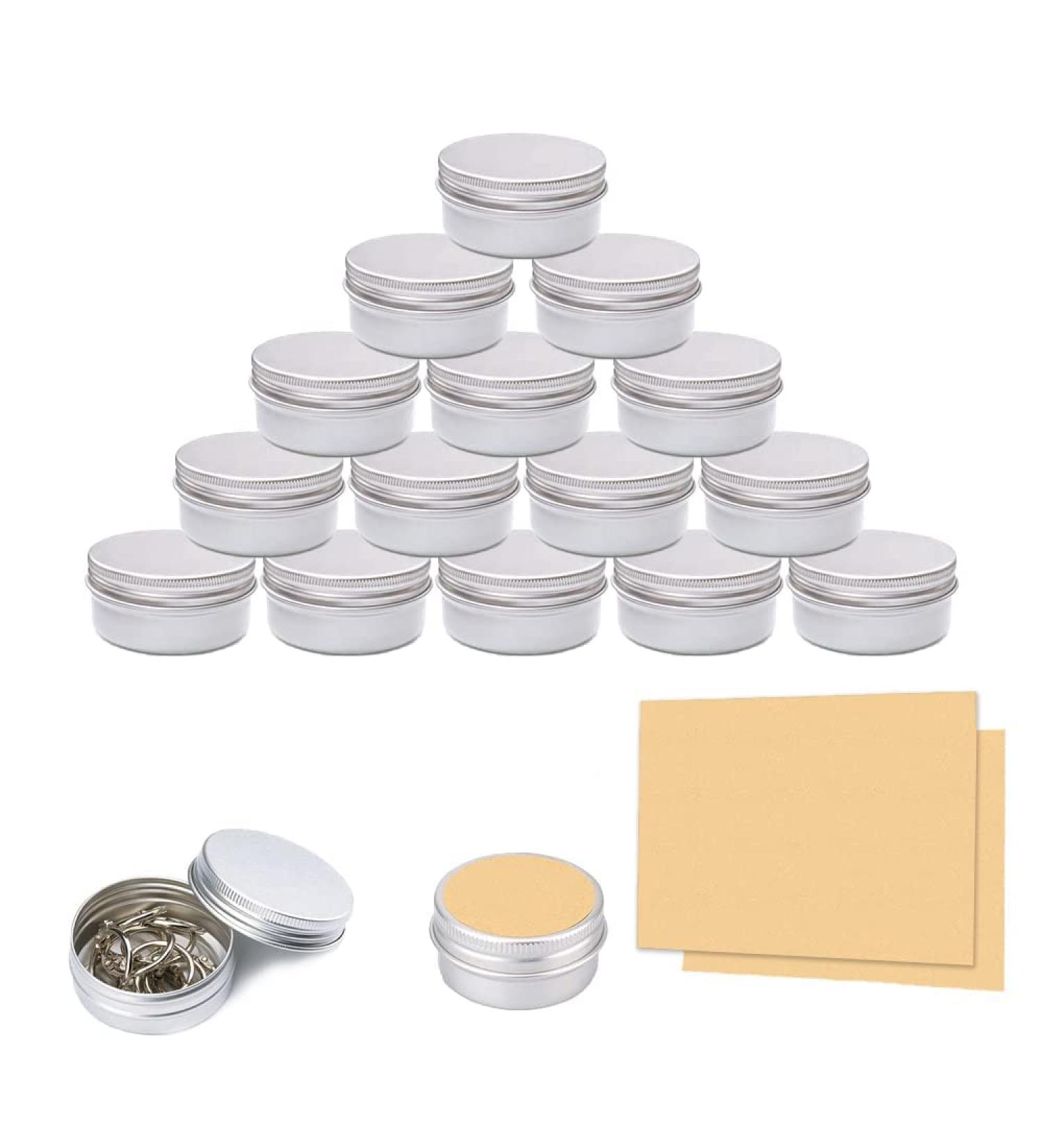 20 Pack 15ml Silver Aluminum Jars | Travel Cream Can with Screw Cap for Cosmetics Lip Balm Lotion Candles & Nail Art - Buy Online on GoSupps.com