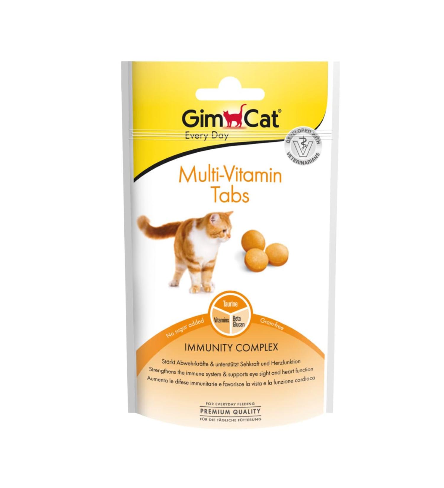 GimCat Multi-Vitamin Tabs - Functional cat snacks that promote the immune system heart and eyes - 8-pack (8 x 40 g) - Buy Online on GoSupps.com