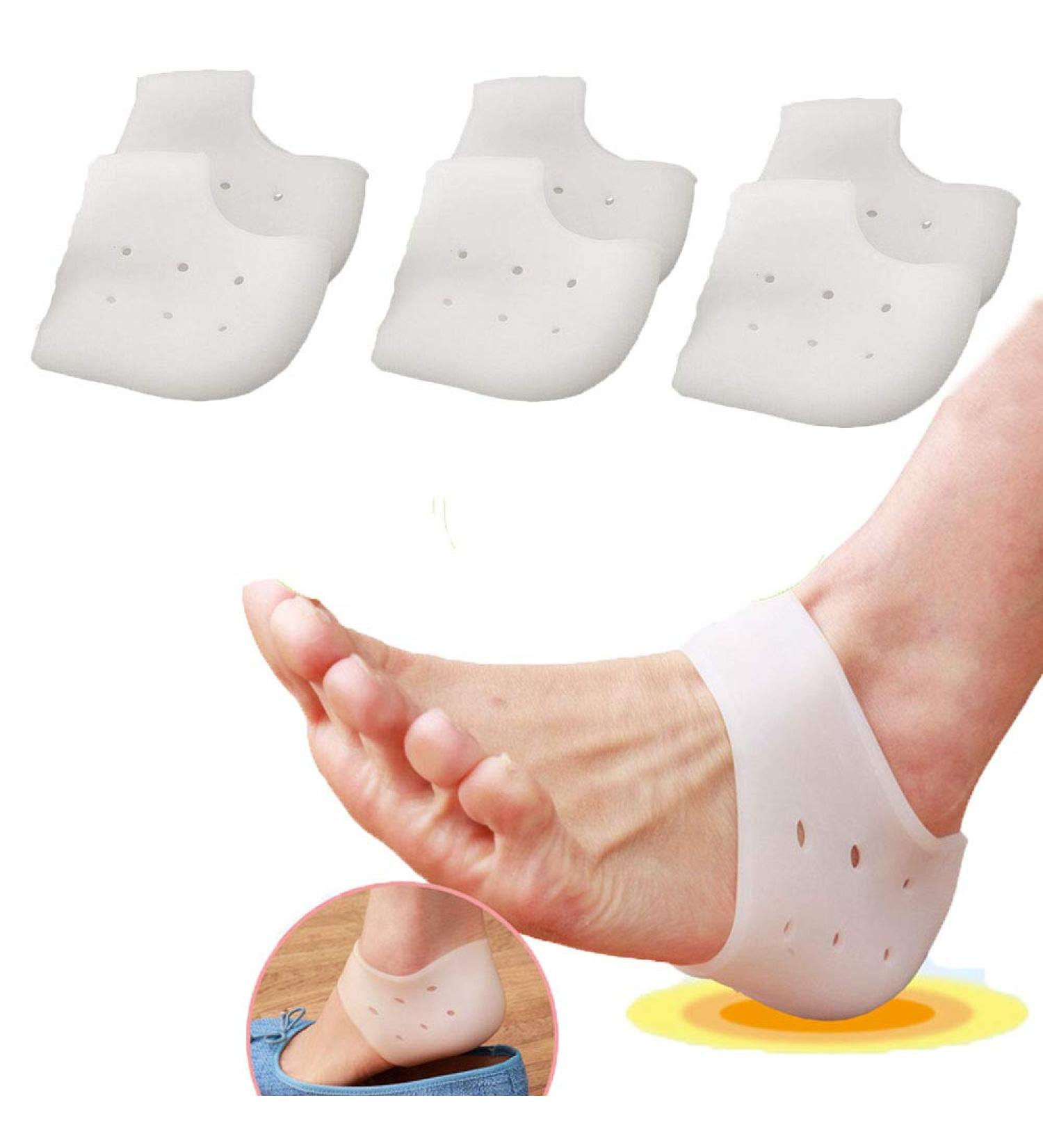 Silicone Gel Heel Protectors - 3 Pairs for Bone Spur, Plantar Fasciitis & Achilles Tendinitis Relief - Buy Online on GoSupps.com