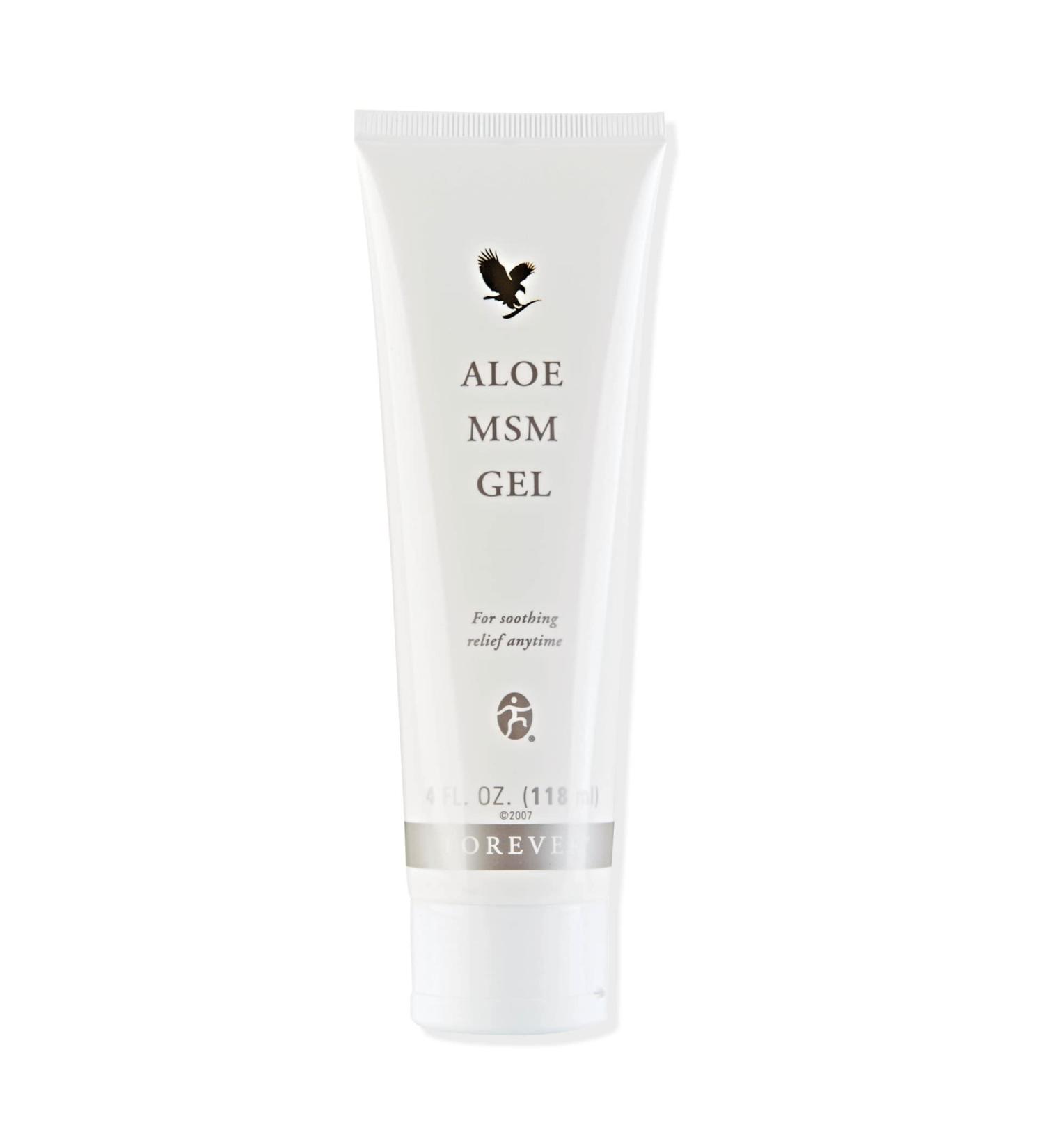 Forever Aloe MSM Gel - 40% Aloe Vera Sulfur Ointment for Athletes | Natural Connective Tissue Support | Dermatest Certified 118ml - Buy Online on GoSupps.com