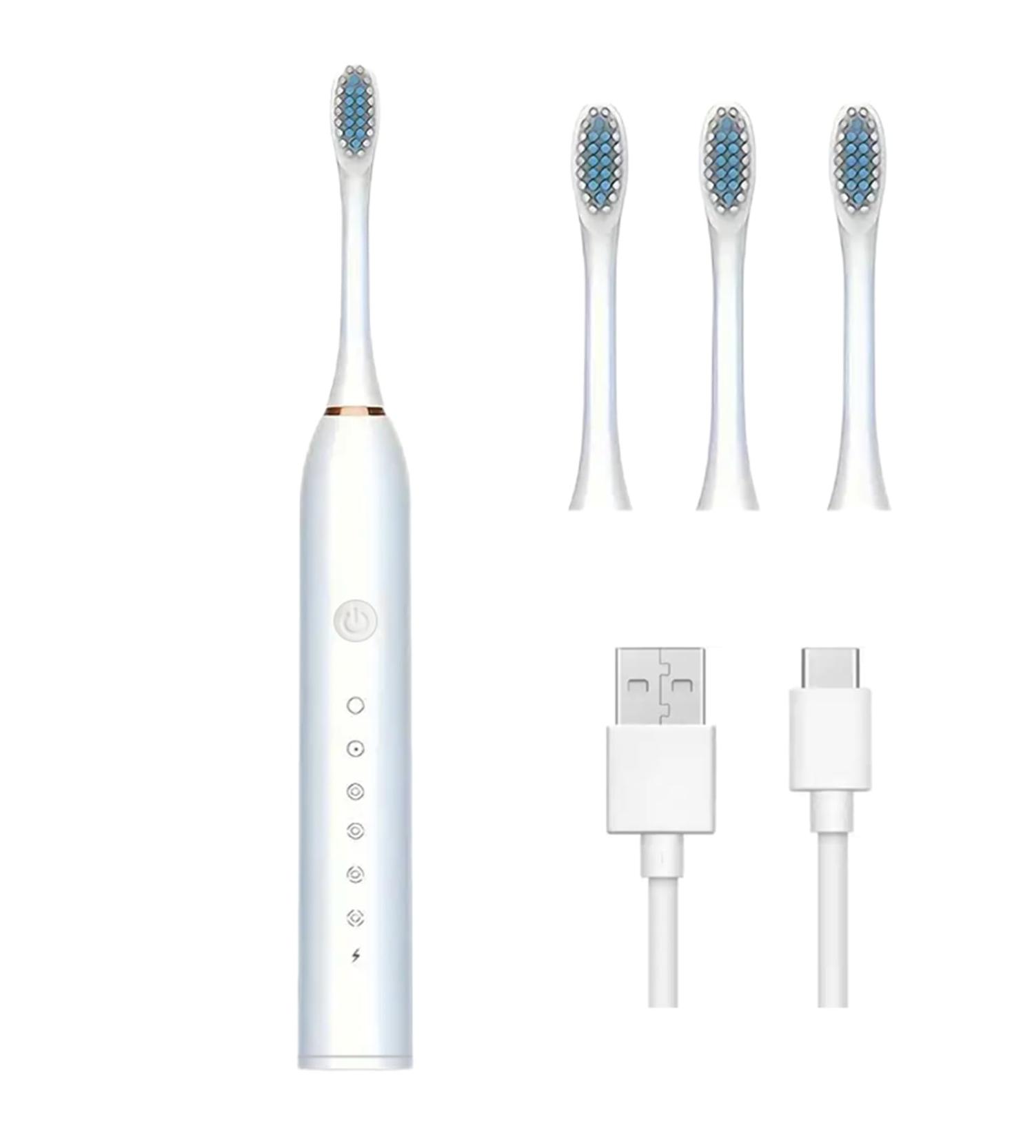 Sonic Electronic Toothbrush - 6 Modes & Smart Timer | Effective Teeth & Gum Cleaning for Men & Women - White - Buy Online on GoSupps.com