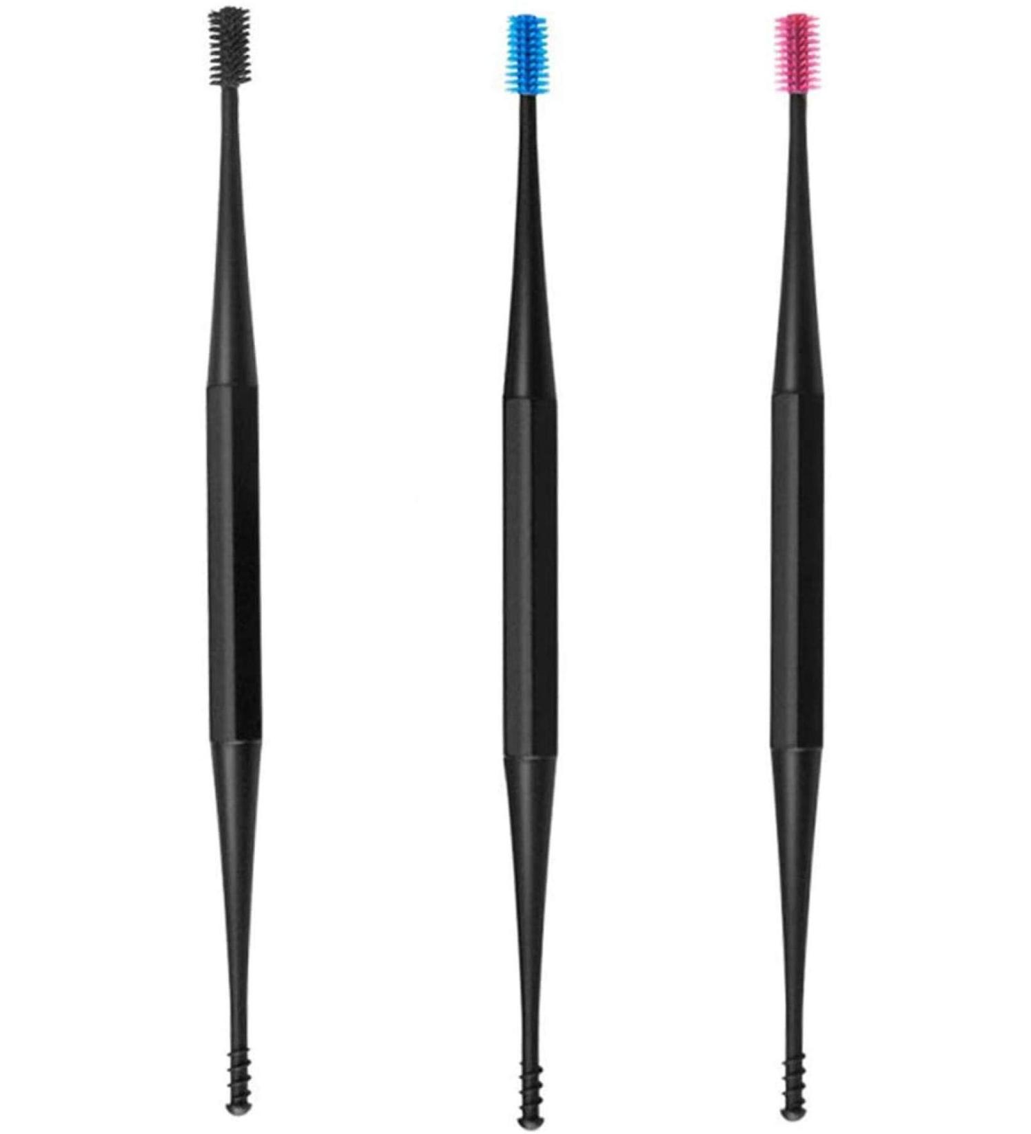 3pcs Micro-Bristle Reusable Ear Cleaner | Silicone Double Head Ear Pick for Earwax Removal | Spiral Design - Mixed - Buy Online on GoSupps.com