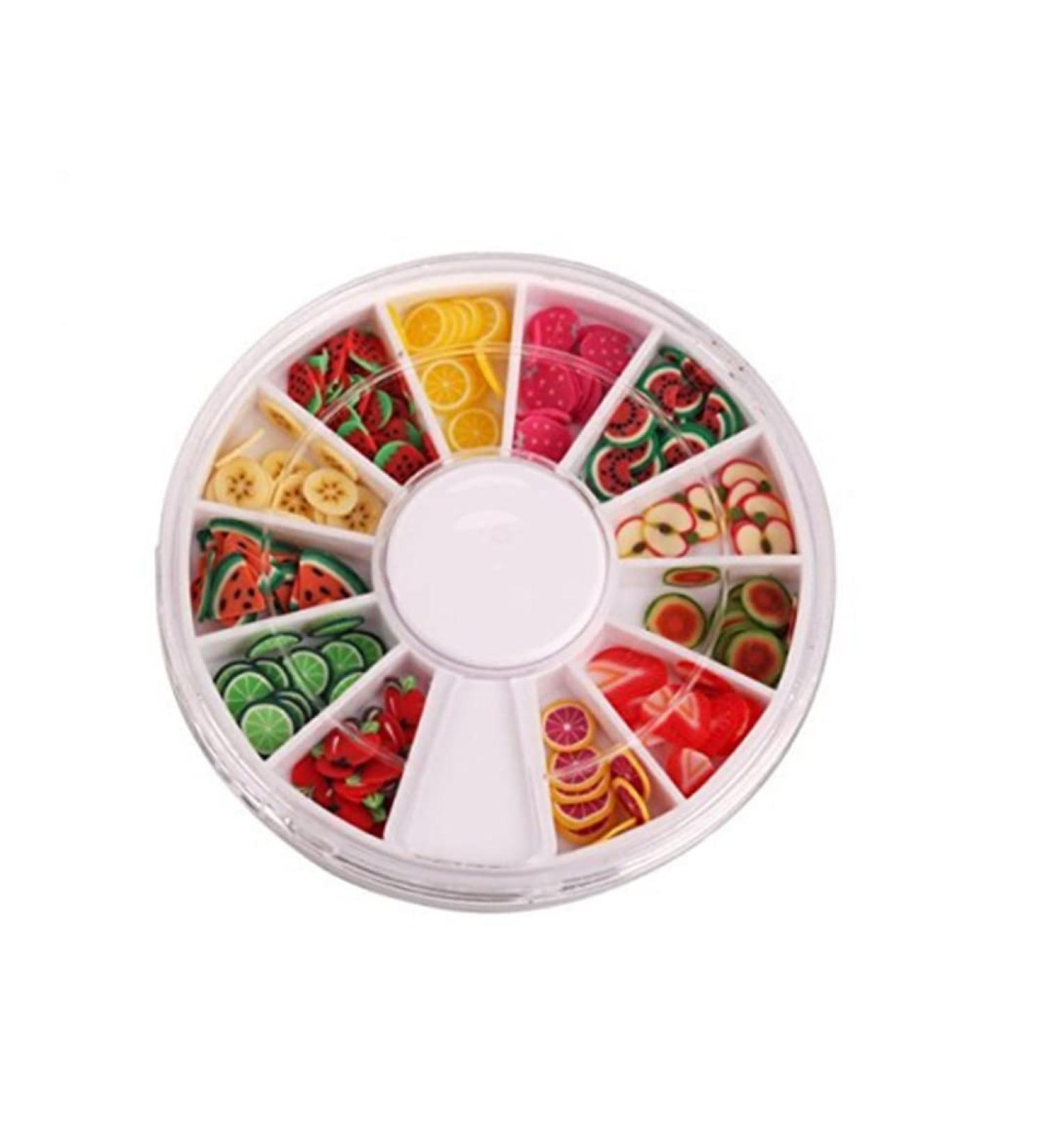 Mini 3D Fruit Slices Nail Art Decoration - Cute Fresh Fruit Clay Rods for Multi Usage - 12 Patterns - Buy Online on GoSupps.com
