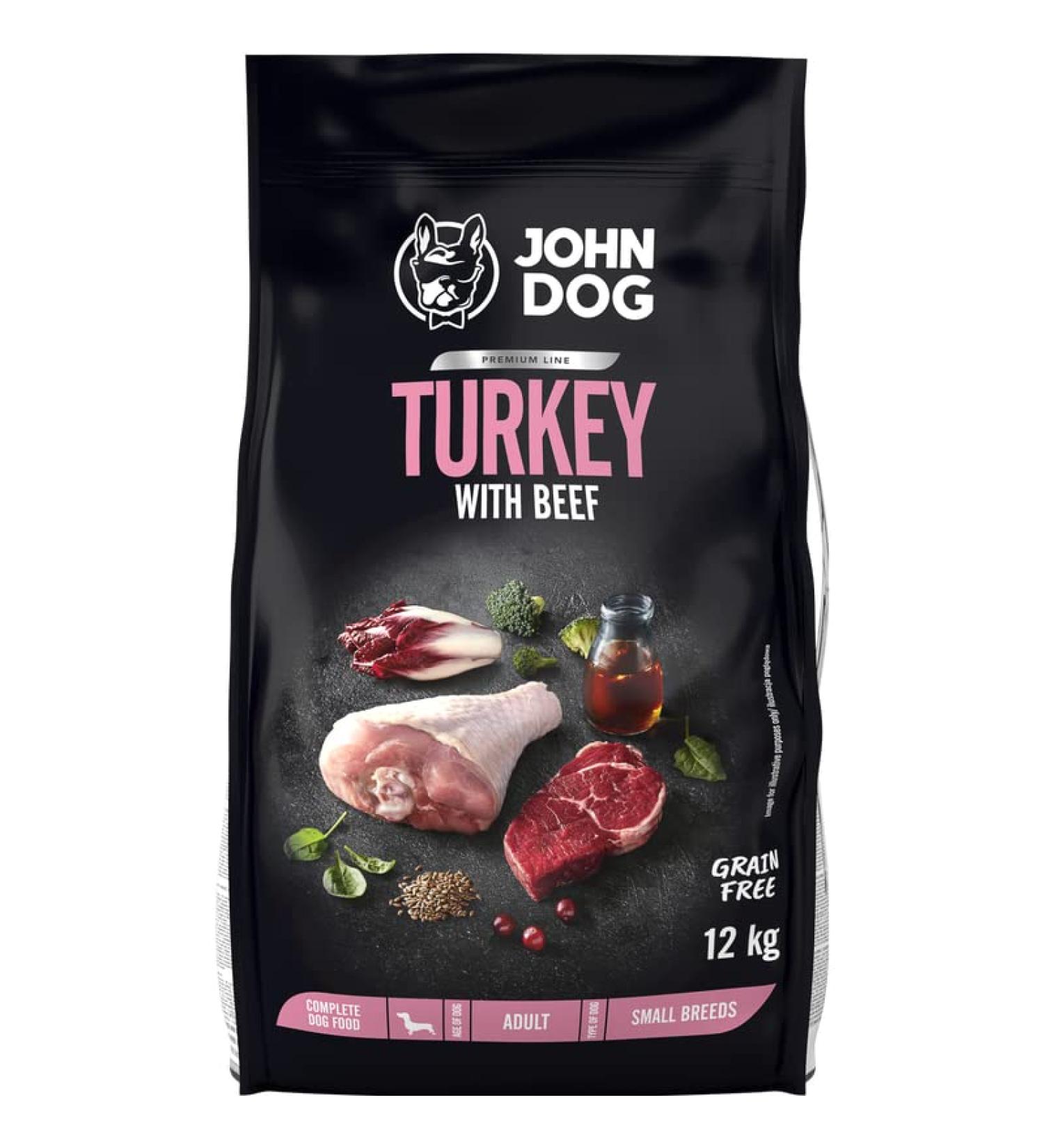 JOHN DOG Adult Turkey with Beef and Vegetables Dry Dog Food 12 kg - Buy Online on GoSupps.com