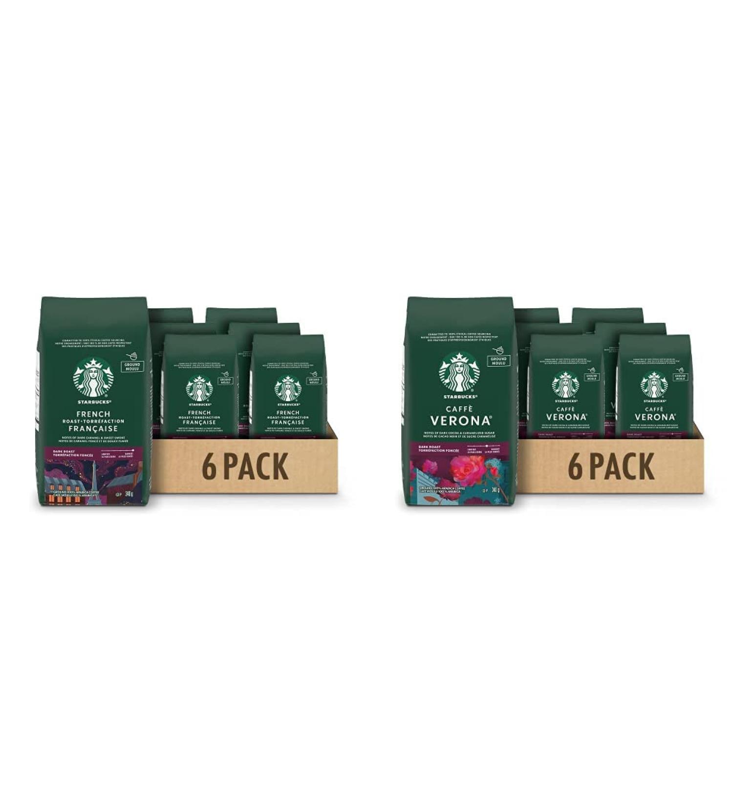 Starbucks French Roast Ground Coffee 340 Grams(pack of 6) French Dark Roast 6 Count & Caff Verona Ground Coffee 340 Grams (pack of 6) Caff Verona 2040 Grams - Buy Online on GoSupps.com