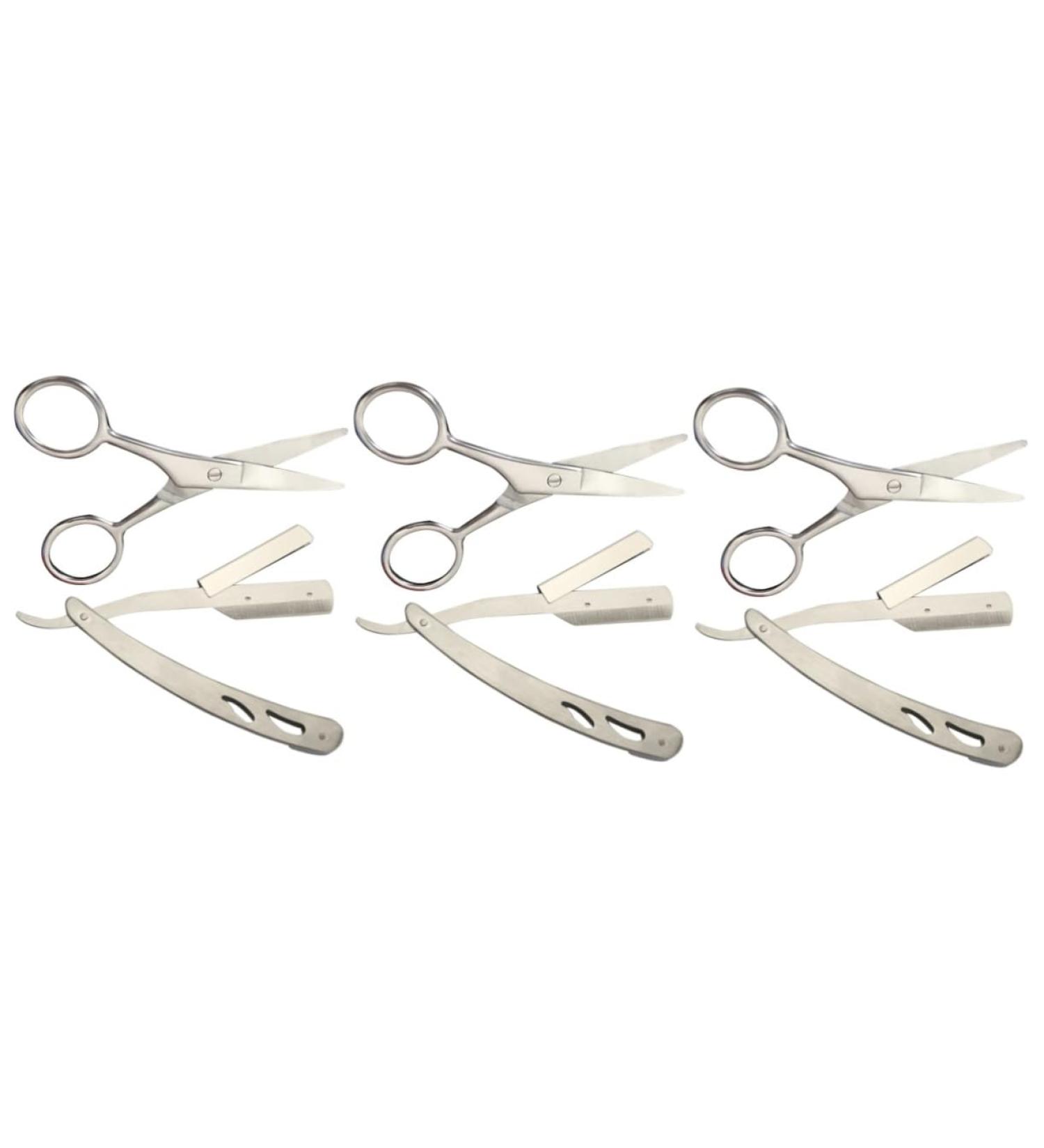 FRCOLOR Stainless Steel Hairdresser Razor - 6 Pack Inox Razor Blades for Men - Manual Mustache Shaving Tool - Buy Online on GoSupps.com