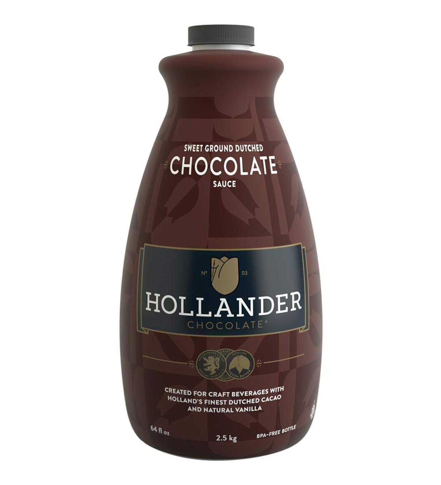 Dutched Chocolate Café Sauce by Hollander Chocolate Co. | Gourmet Chocolate Sauce Perfect for the Professional or Home Barista 64 fl. Oz. Large Bottle 64 Fl Oz (Pack of 1)