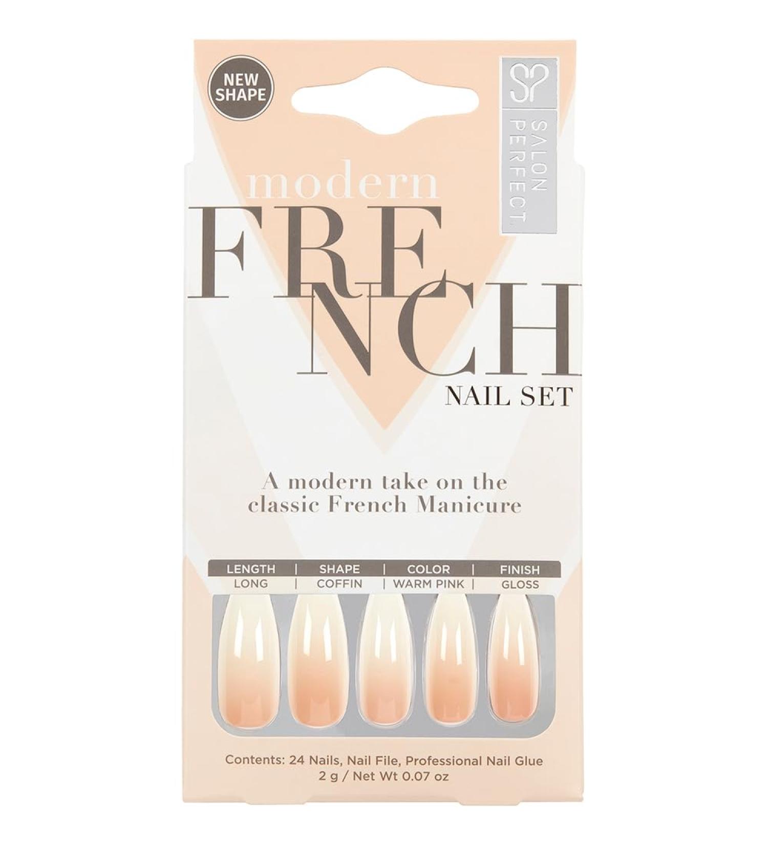 Salon Perfect Modern French Ombre Acrylic Press On Nail Set