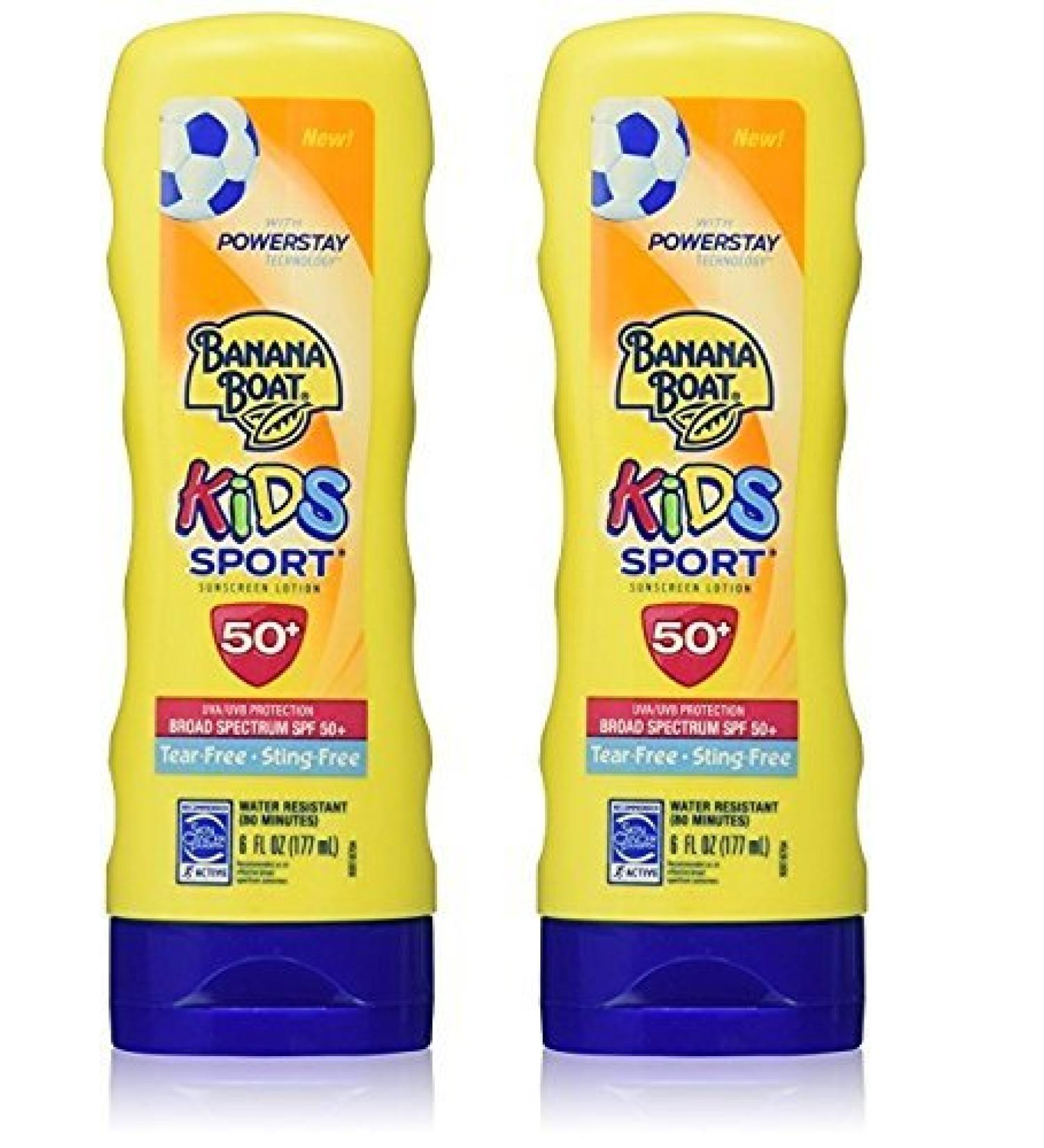 Banana Boat Kids Sport Tear-Free Sting-Free Broad Spectrum Sunscreen Lotion SPF 50+ - 7.5 Ounce (2-Pack)