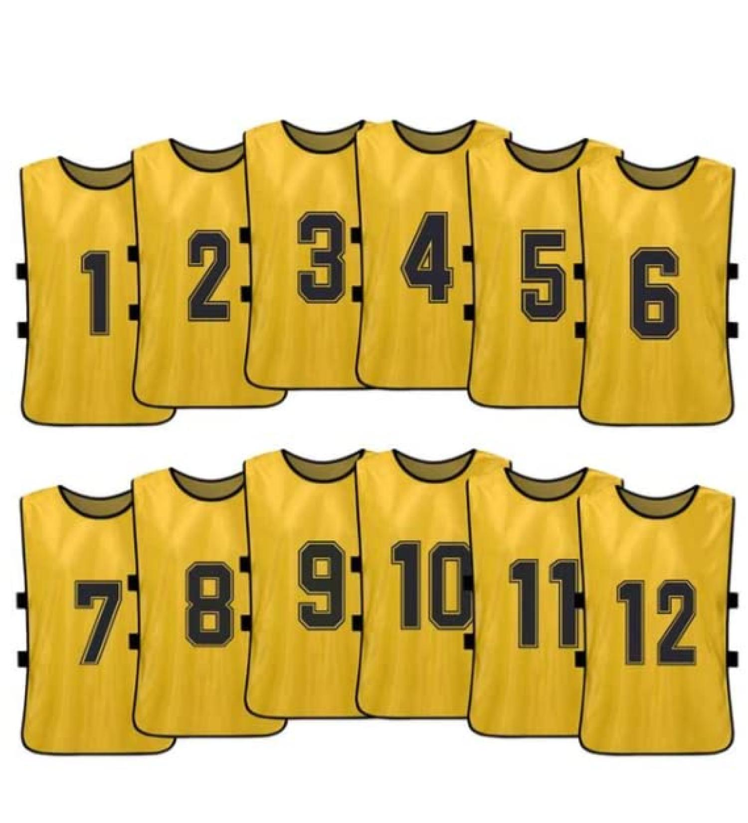 Pinnies Scrimmage Training Vests for Kids Youth (12-Pack) - Soccer Pinnies Sport Pinnies Yellow