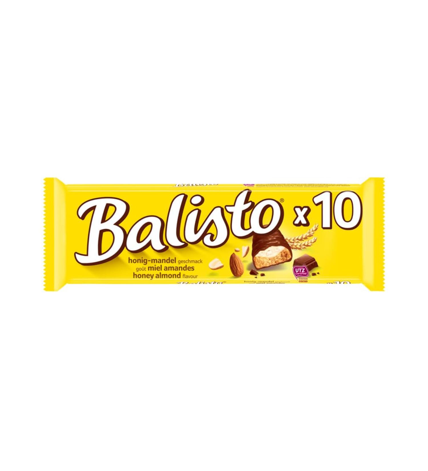 BALISTO - Cereal and Milk Chocolate Biscuit Bar - Honey & Almond Flavor - Pack 10 x 18.5 g - Buy Online on GoSupps.com