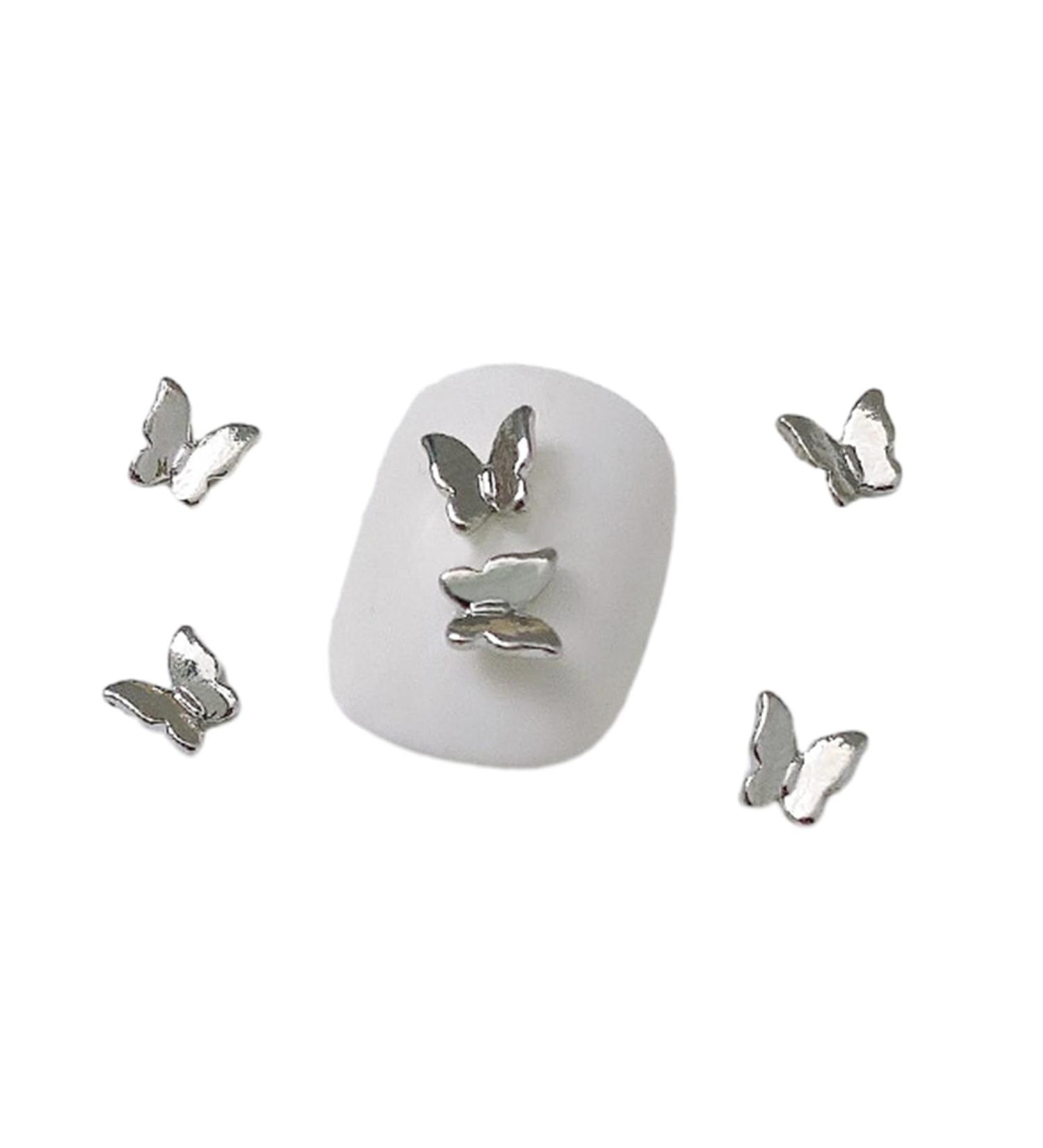 10Pieces Butterfly 3D Alloy Butterfly Silver Butterfly Rhinestones For Acrylic Nails - Buy Online on GoSupps.com