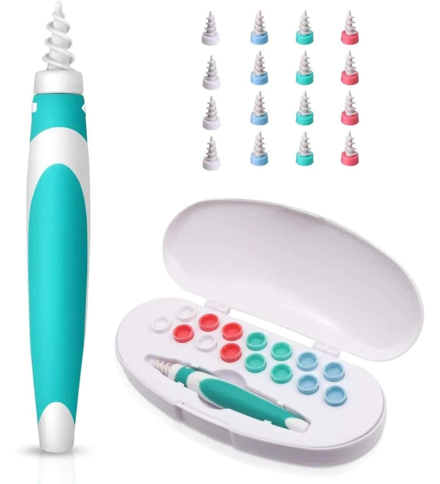 Funthy Earwax Removal Tool Kit with 16 Silicone Heads - Spiral Ear Wax Cleaners for Kids & Adults - Buy Online on GoSupps.com