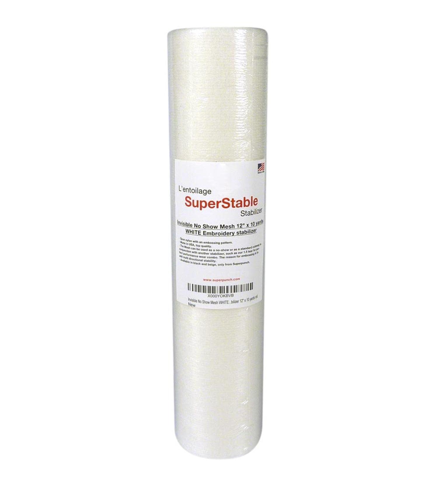 Invisible No-Show Mesh Stabilizer 1.5 oz Cutaway Stabilizer 12x10yd Roll - SuperStable Lightweight Cut Away Backing for Machine Embroidery - Made in USA (White) - Buy Online on GoSupps.com