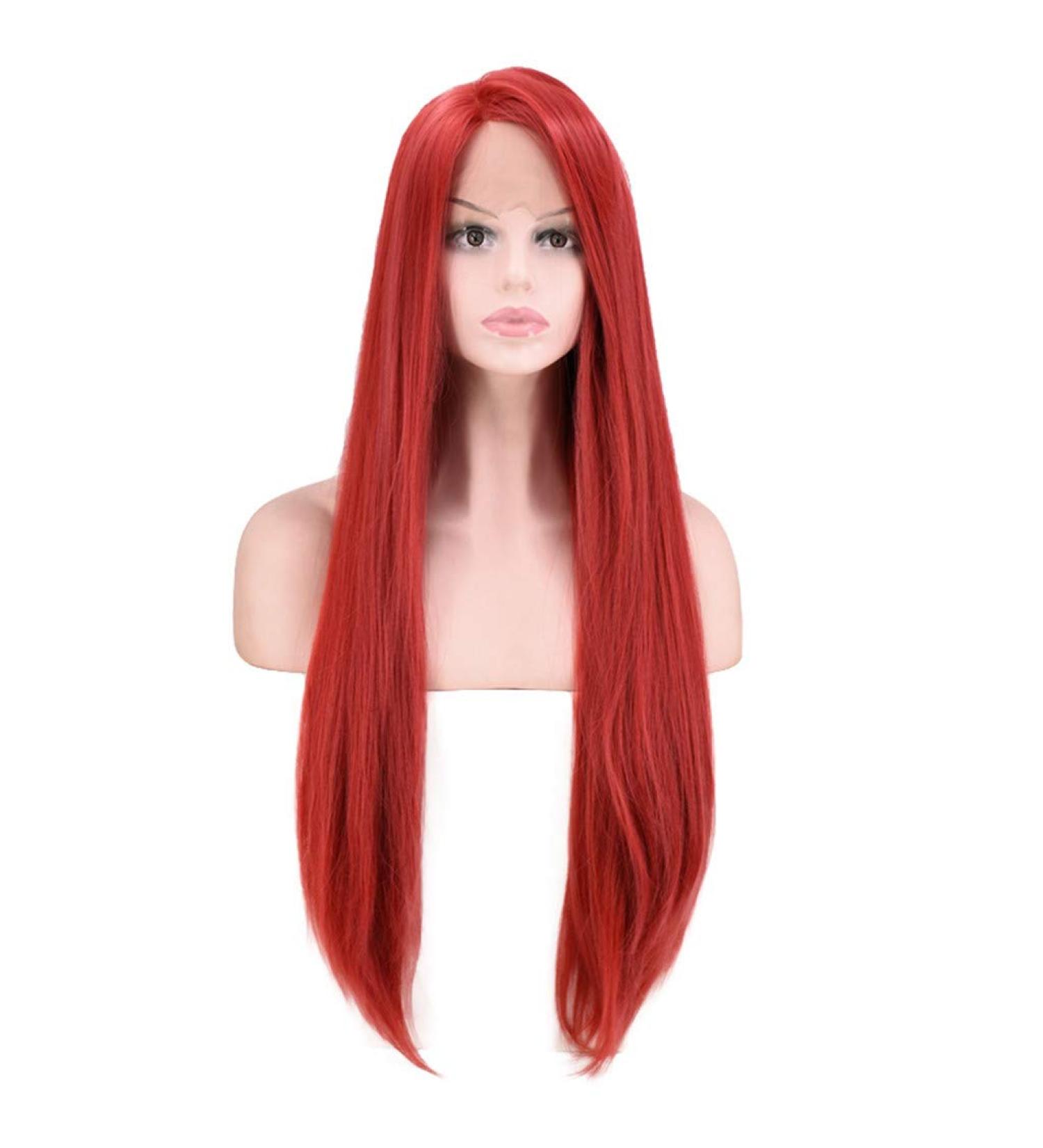 Red Curly Wig for Women - Long Brazilian Hair for Parties | 50s 60s 70s 80s Styles - Buy Online on GoSupps.com