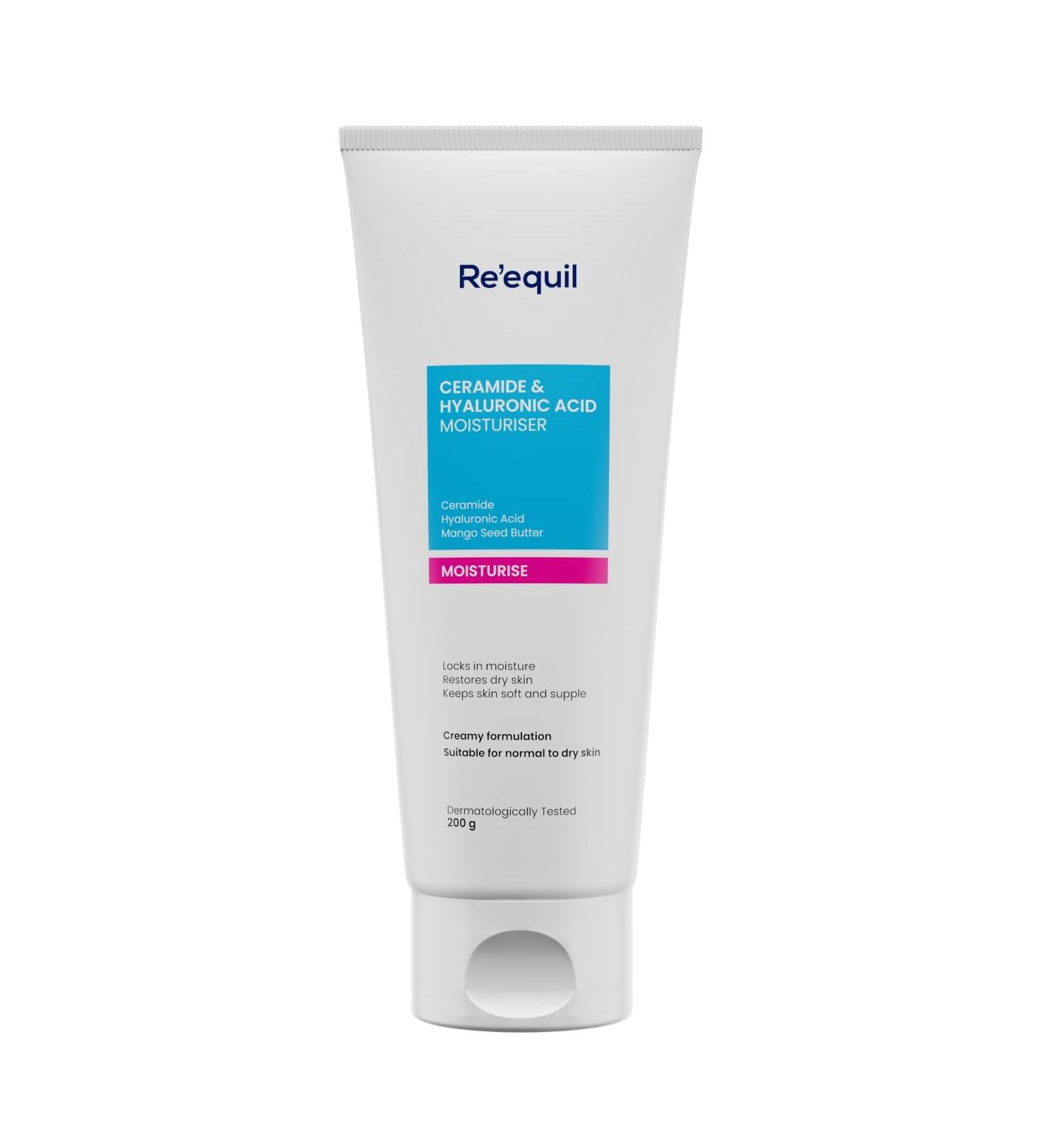 RE_EQUL Ceramide & Hyaluronic Acid Moisturiser | Long-Lasting Hydration Cream for Normal to Dry Skin | Barrier Repair Face Moisturizer | 100G - Shop Internationally - Buy Online on GoSupps.com