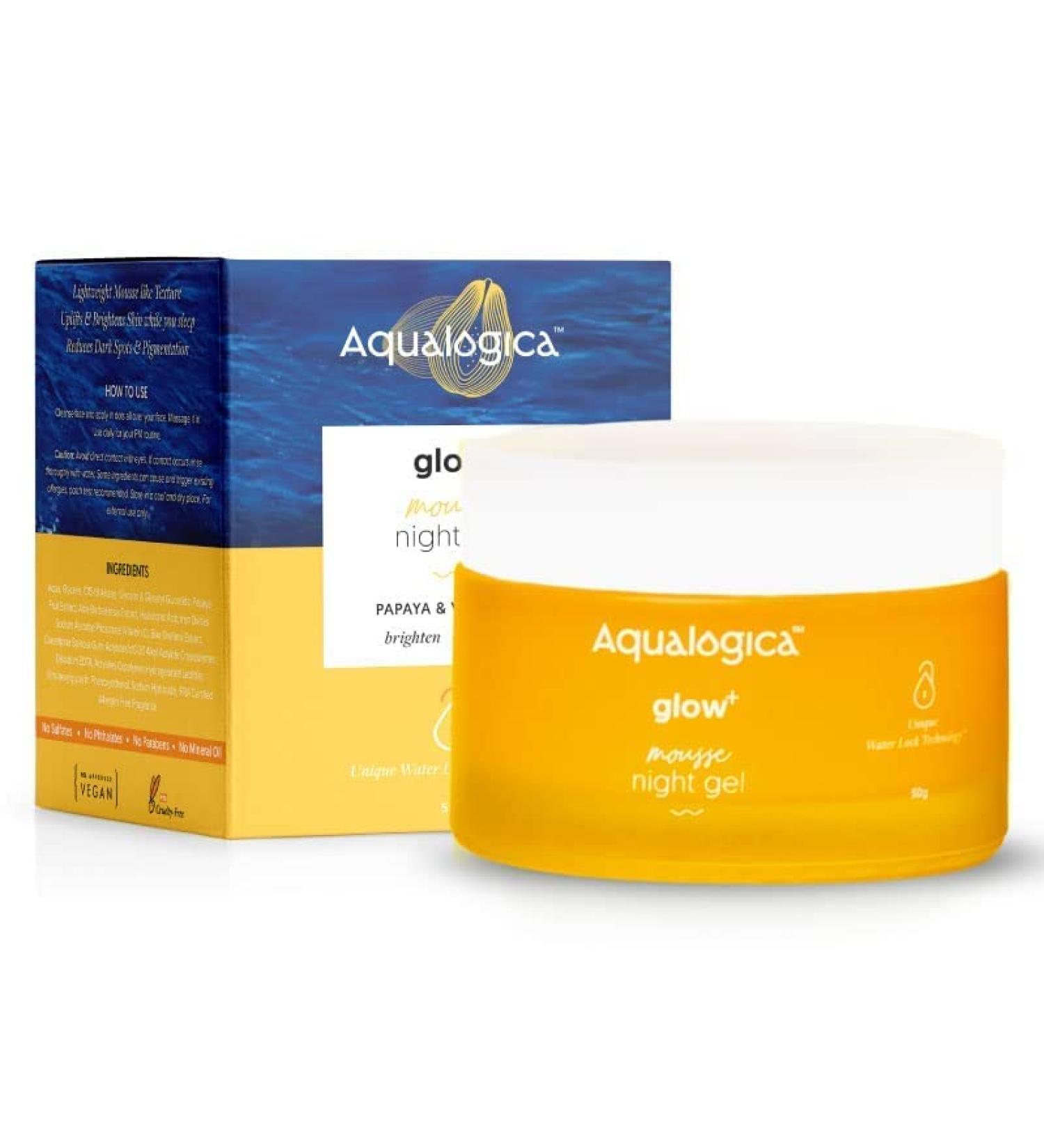 Aqualogica Glow+ Mousse Night Gel Papaya & Vitamin C 50g - Buy Online on GoSupps.com