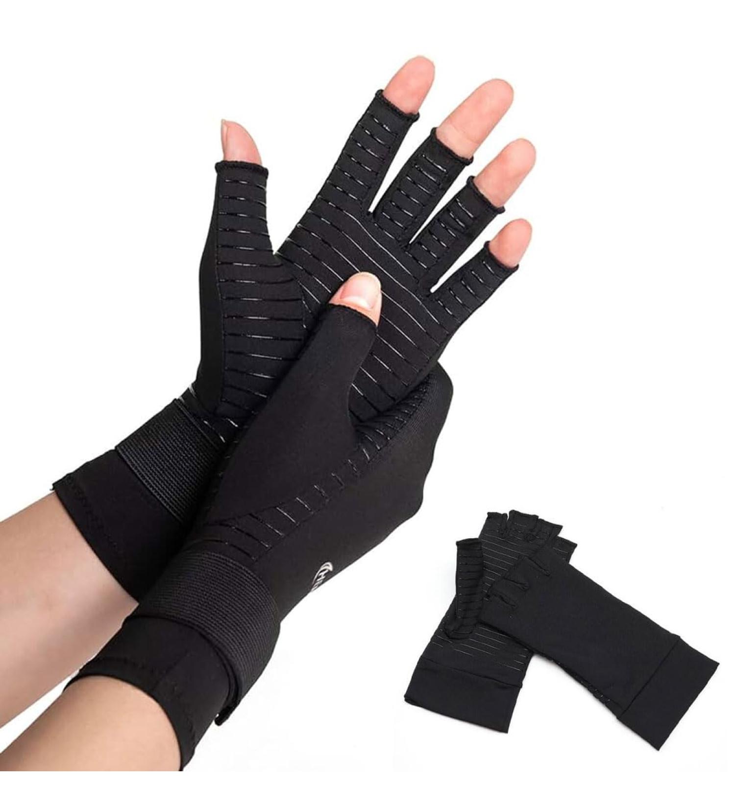PSOWQ Fingerless Arthritis Gloves - Pain Relief for Carpal Tunnel & Rheumatoid Pain - Unisex - 2 Pairs - Buy Online on GoSupps.com